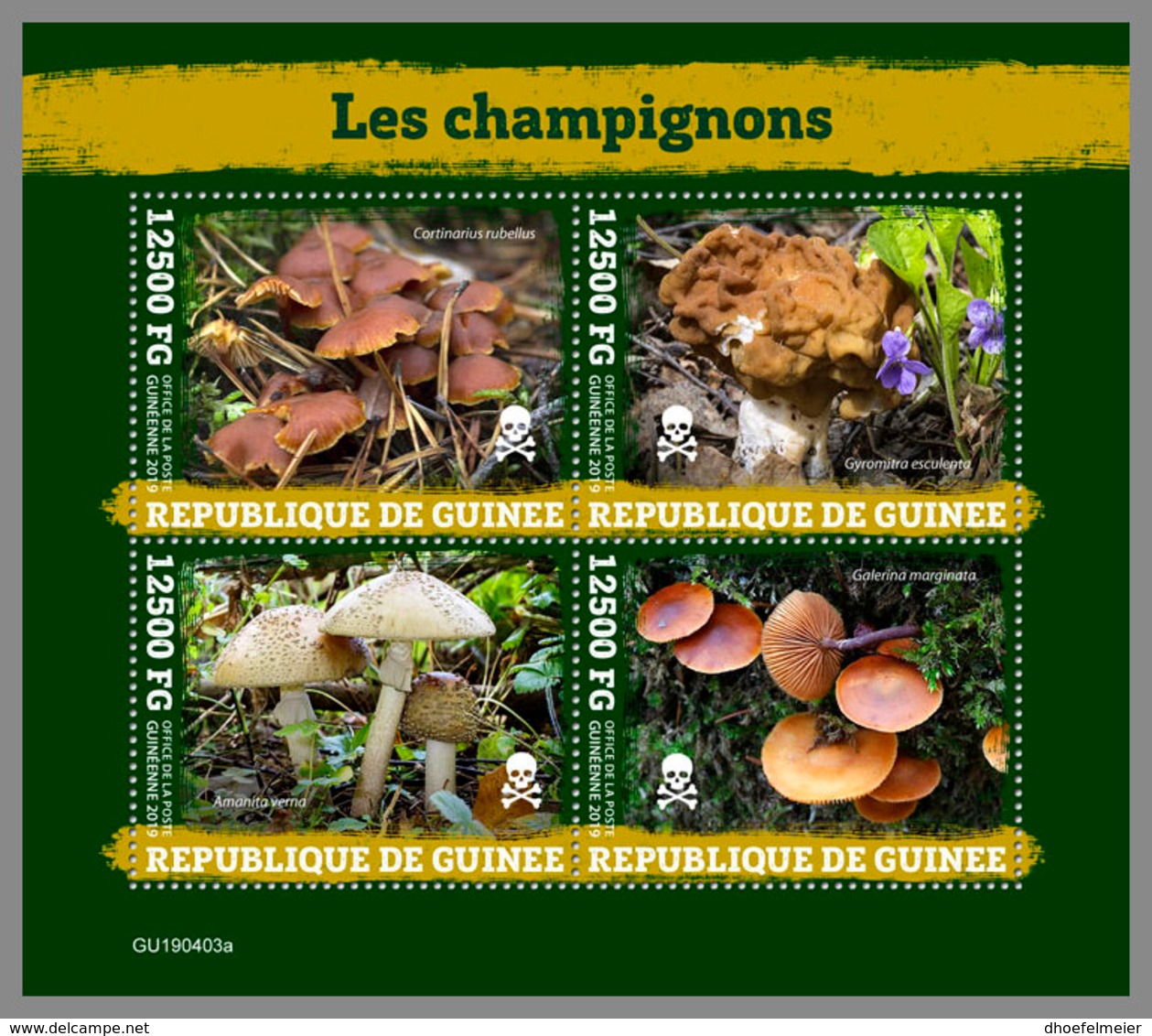 GUINEA REP. 2019 MNH Mushrooms Pilze Champignons M/S - OFFICIAL ISSUE - DH1949 - Funghi