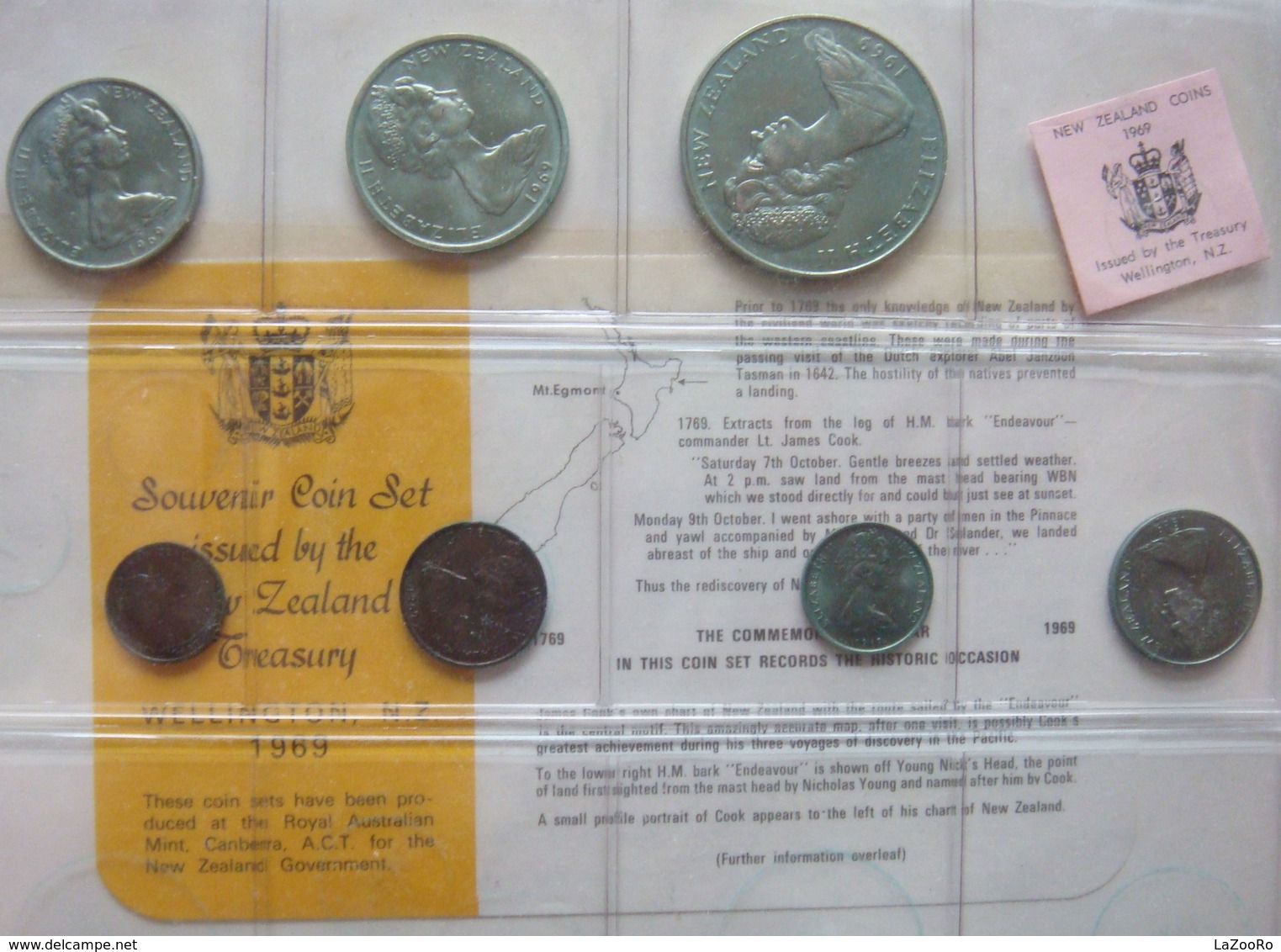 LaZooRo: New Zealand 1 - 50 Cents, 1 Dollar 1969 Wellington Set - Nieuw-Zeeland