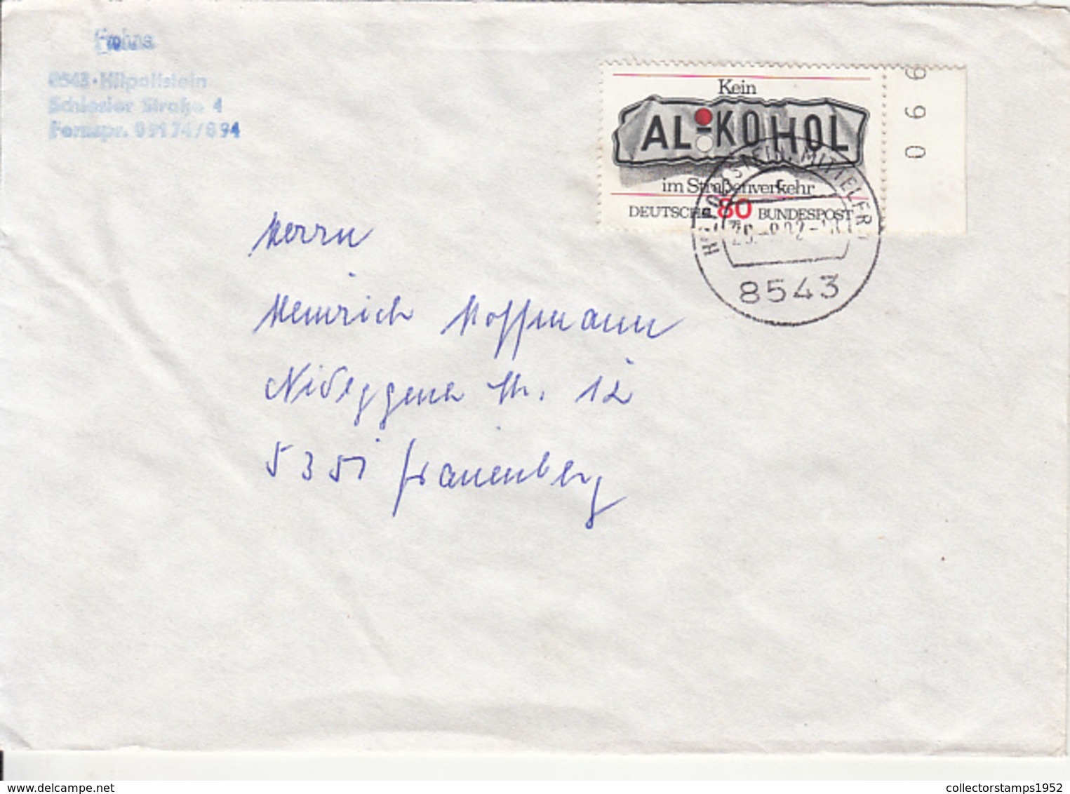 84034- NO DRINKING ALKOHOL WHILE DRIVING STAMPS ON COVER, 1992, GERMANY - Storia Postale