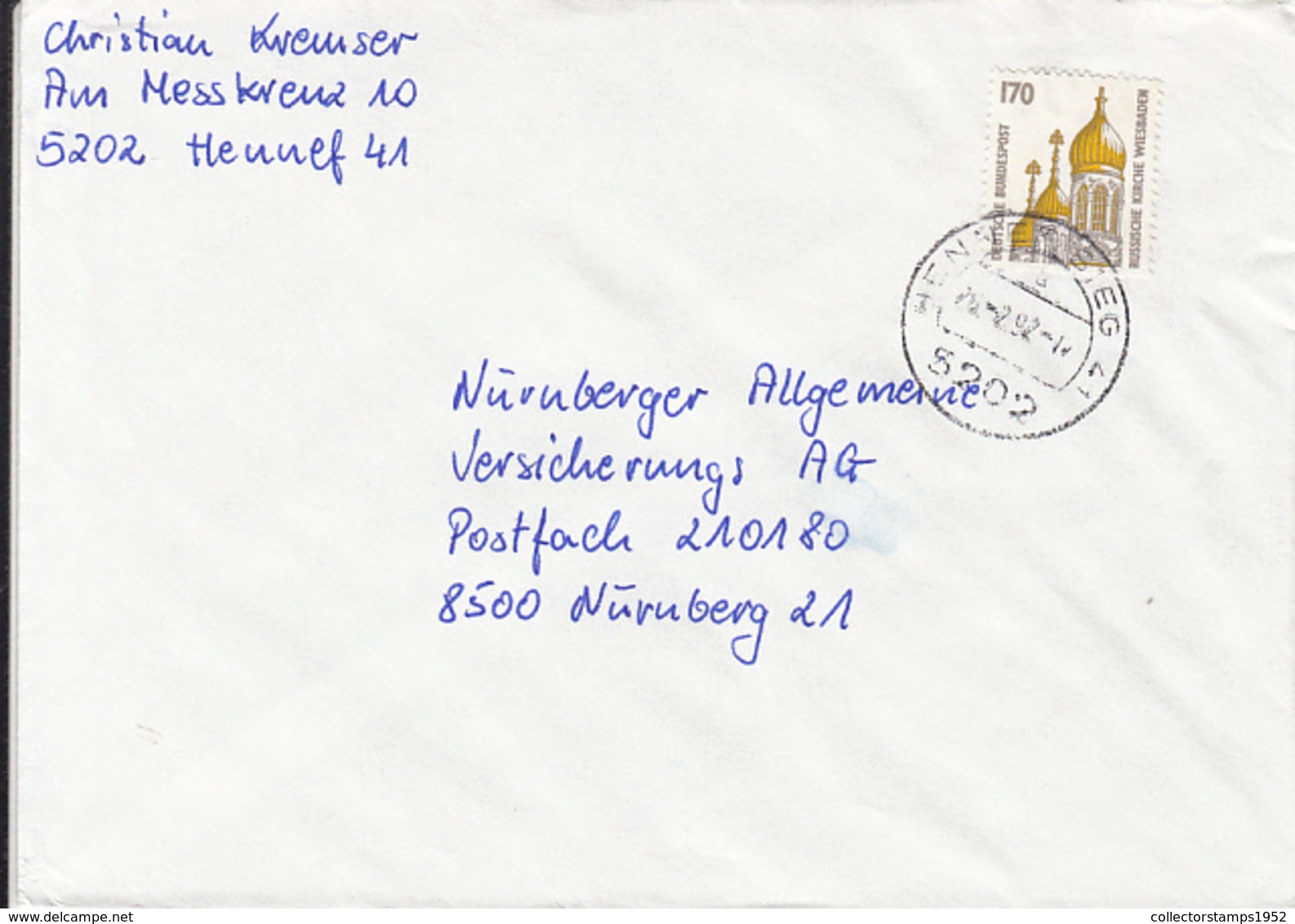 84035-RUSSIAN CHURCH STAMPS ON COVER, 1992, GERMANY - Storia Postale