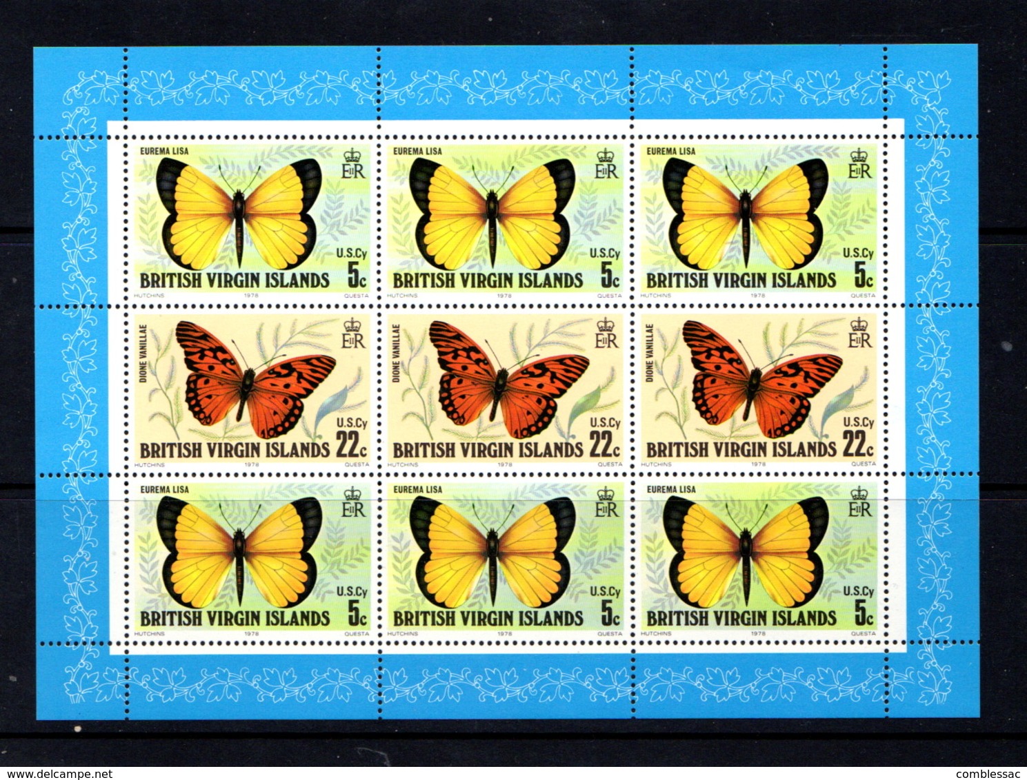 BRITISH  VIRGIN ISLANDS    1978    Butterflies    Sheetlet    MNH - British Virgin Islands