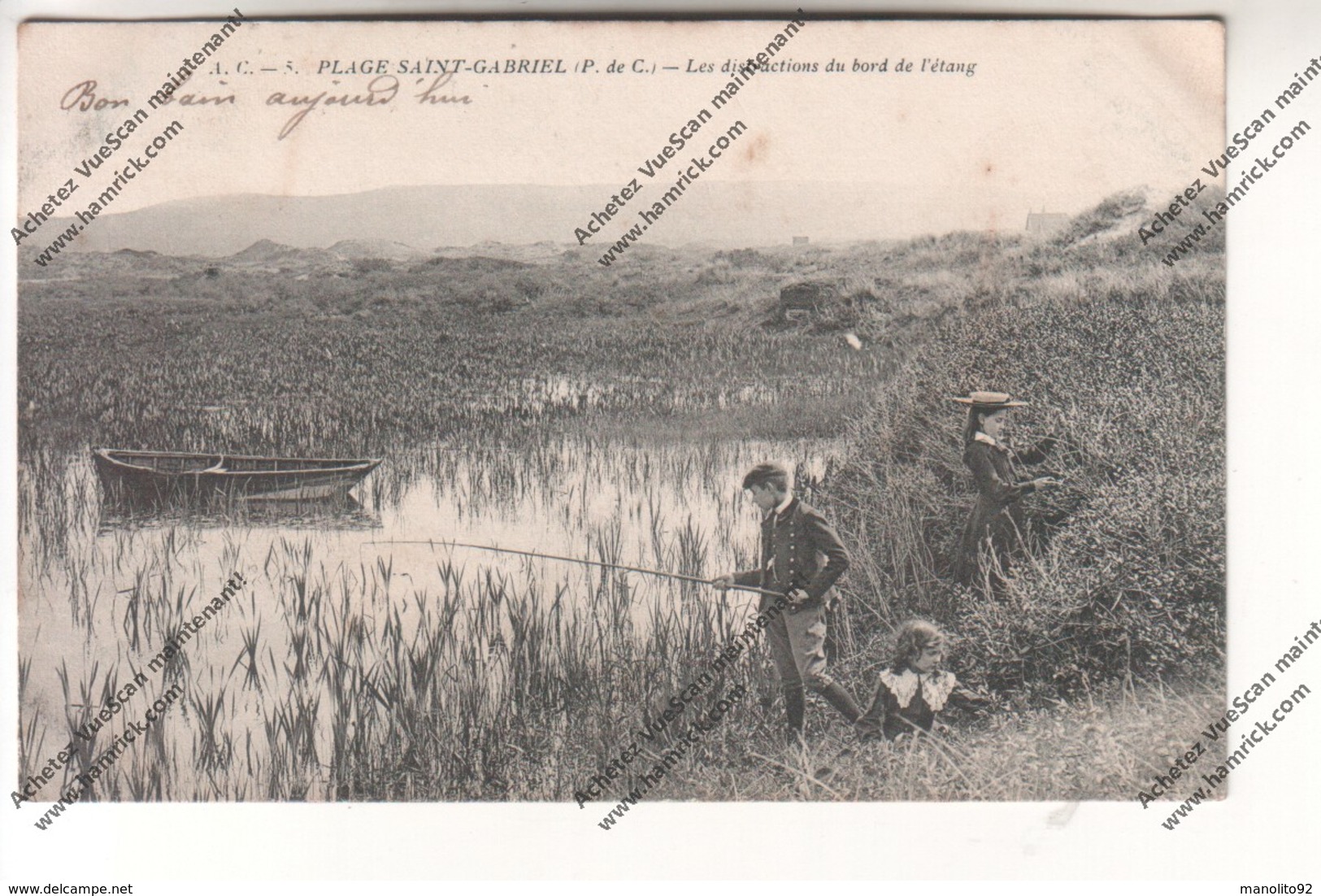 Lot 2 CPA Pas De Calais : Plage Saint Gabriel - Les Distractions Du Bord De L'étang (pêche) Et Chalet De L'Alliance - Autres & Non Classés