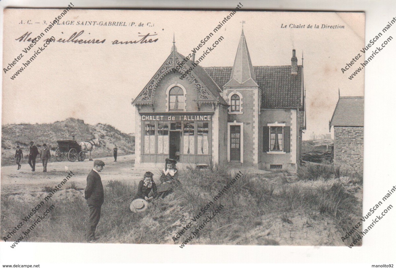 Lot 2 CPA Pas De Calais : Plage Saint Gabriel - Les Distractions Du Bord De L'étang (pêche) Et Chalet De L'Alliance - Autres & Non Classés