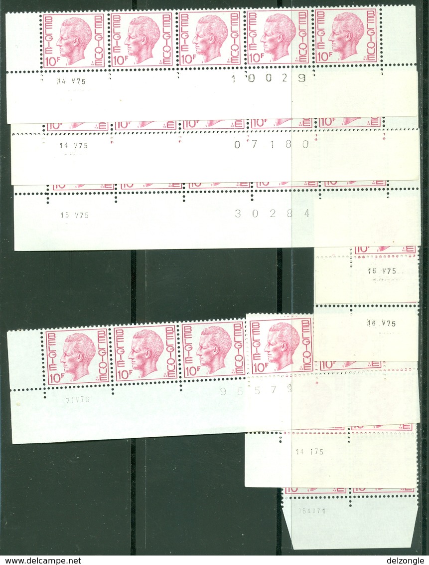 Elstrøm OCB/COB # 1584 - 10 Fr – Wit Papier/papier Blanc - Datumstroken-Hoeken/Coins-Bandes Datées - 1970-1980 Elström