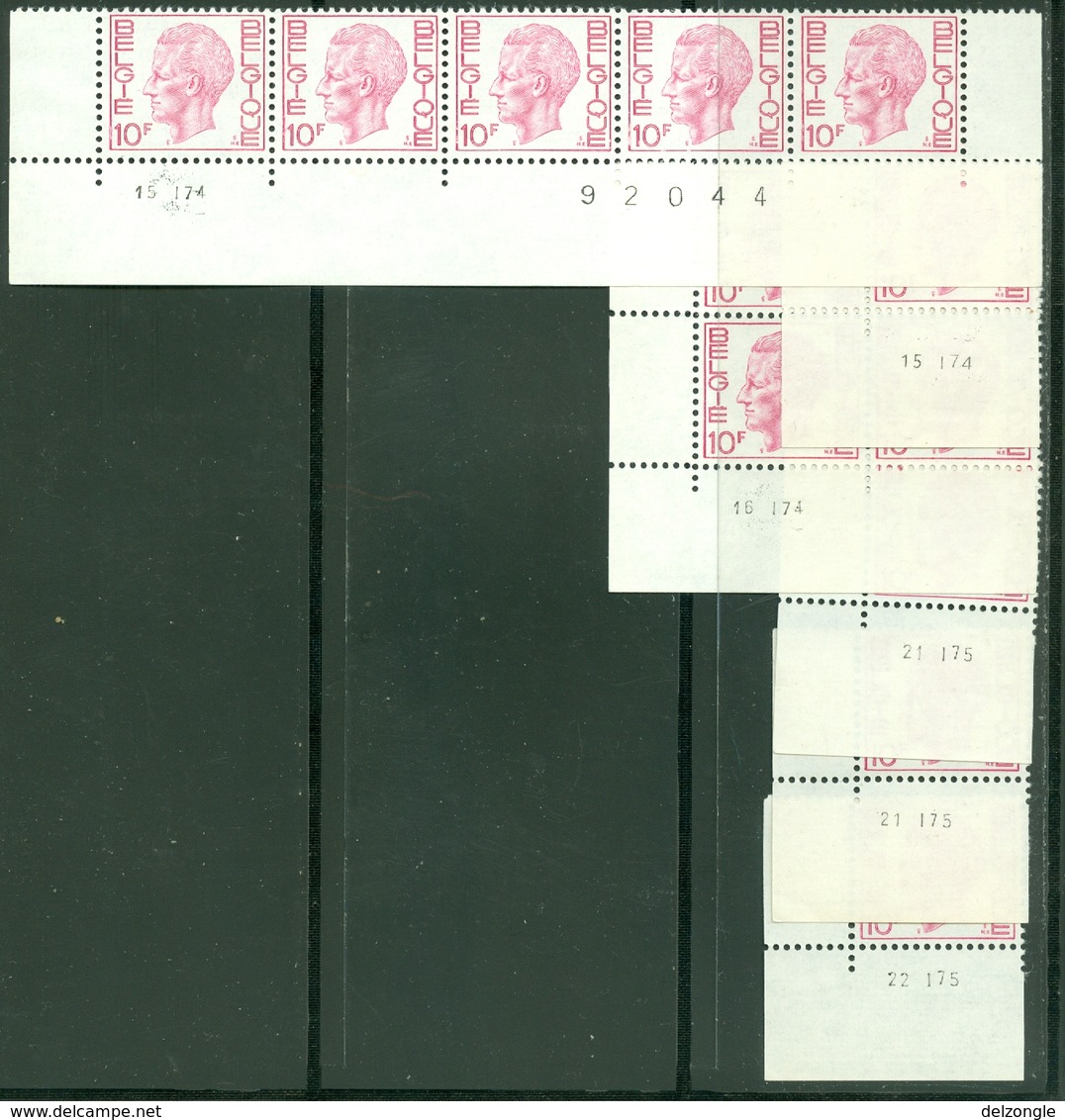 Elstrøm OCB/COB # 1584 - 10 Fr – Wit Papier/papier Blanc - Datumstroken-Hoeken/Coins-Bandes Datées - 1970-1980 Elström