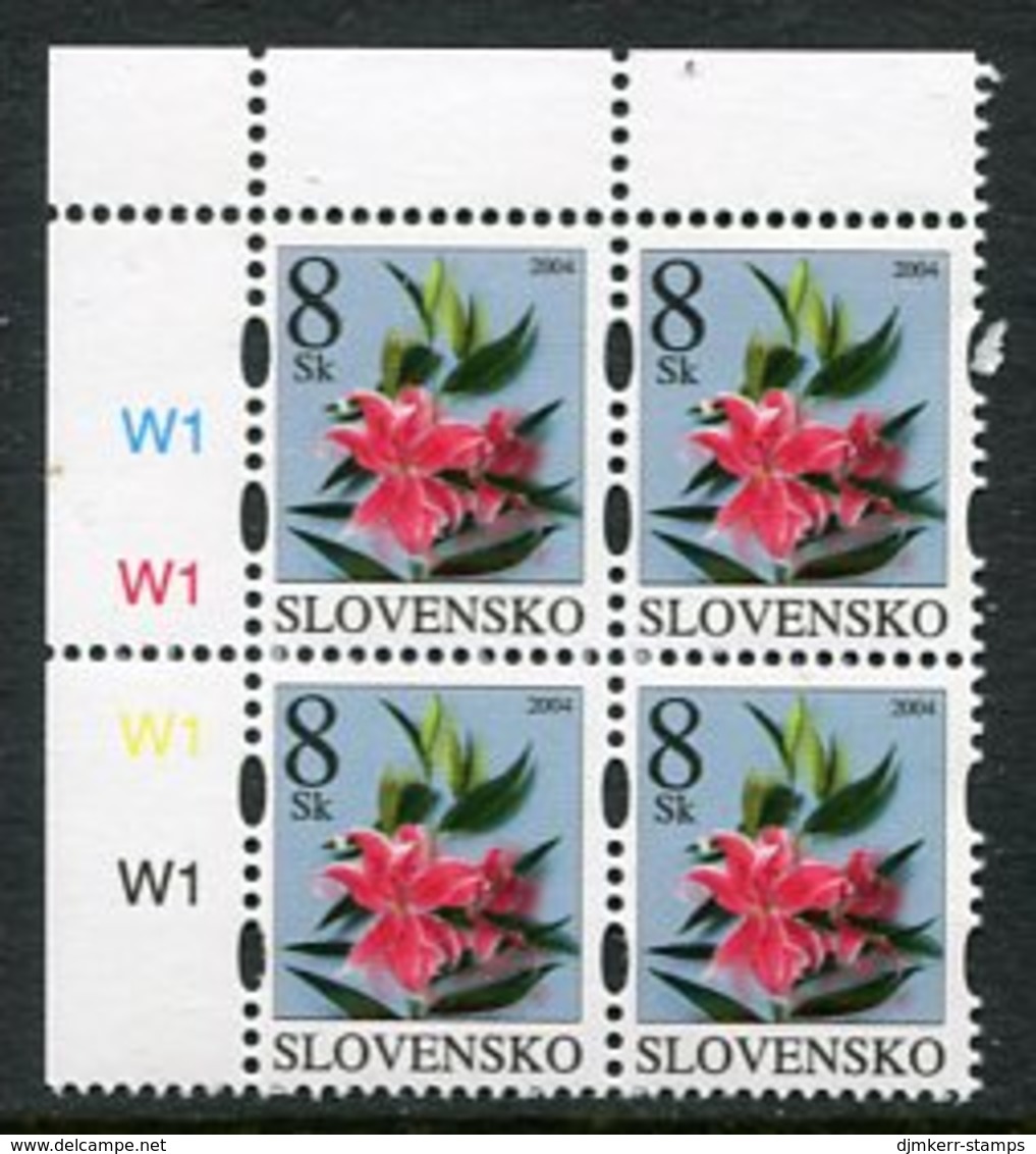 SLOVAKIA 2004 Definitive: Flowers 8 Sk  Block Of 4 MNH / **.  Michel 478 - Nuovi