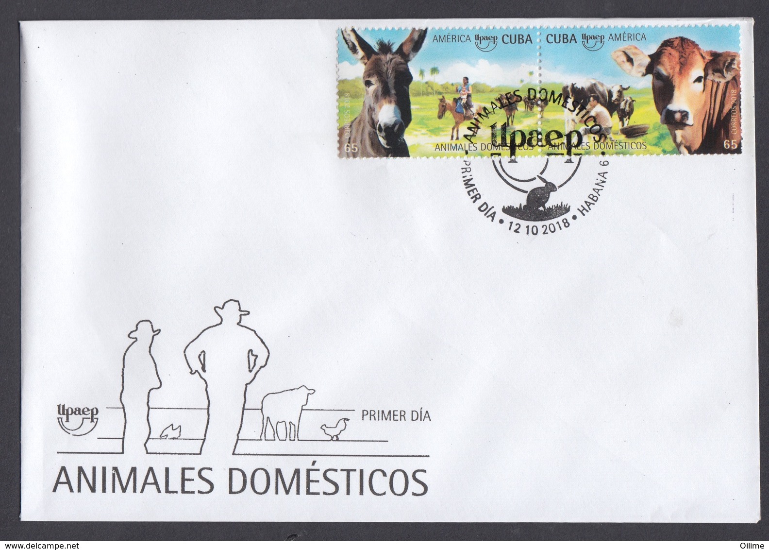 FDC UPAEP. ANIMALES DOMÉSTICOS. CUBA 2018 - FDC