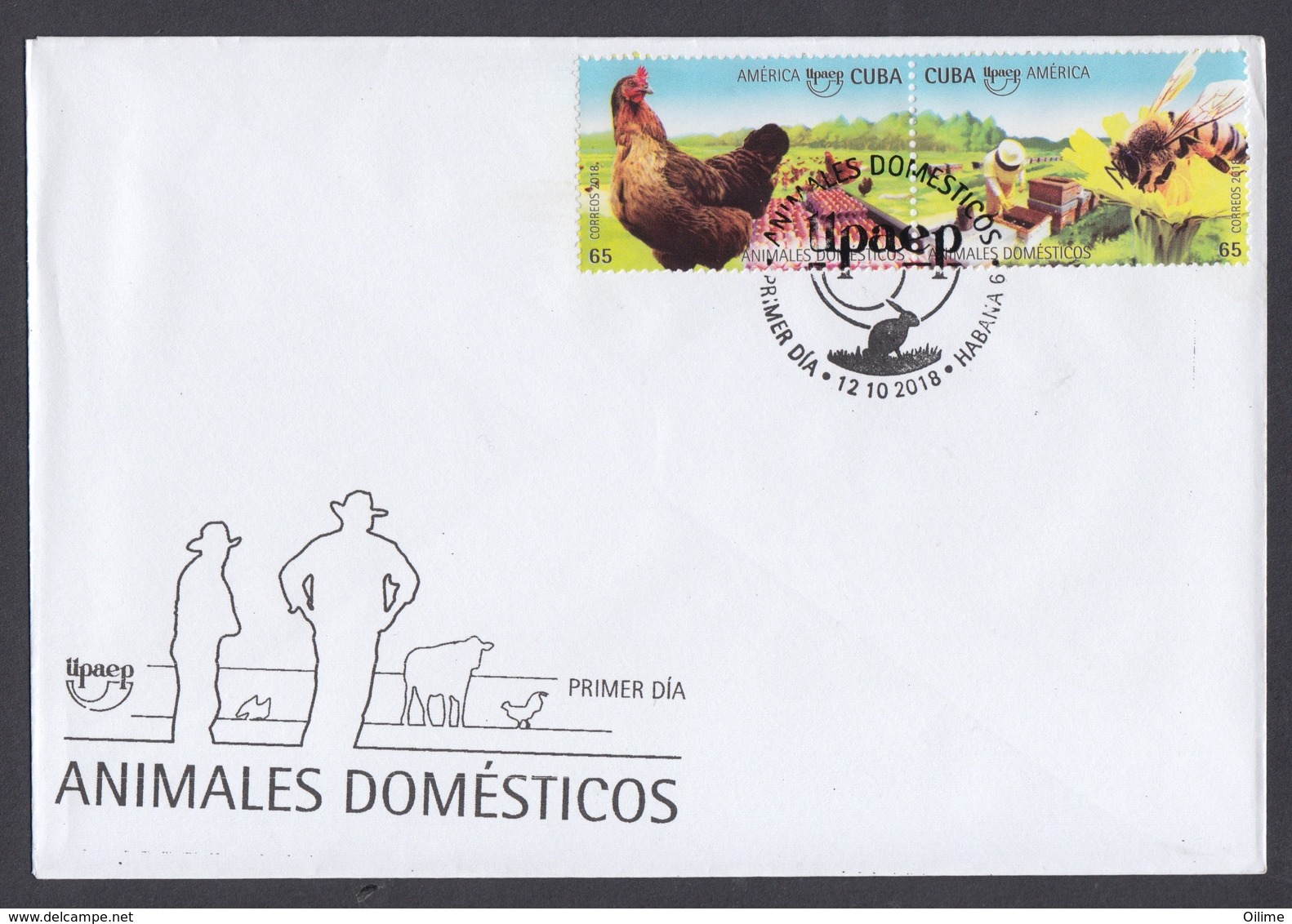 FDC UPAEP. ANIMALES DOMÉSTICOS. CUBA 2018 - FDC