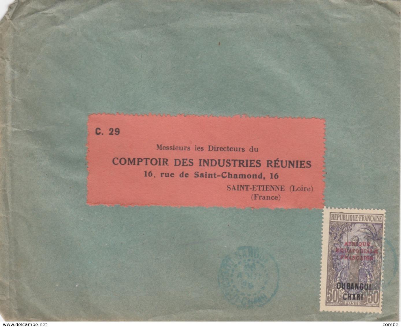 LETTRE. OUBANGUI-CHARI . N° 65 SEUL SUR LETTRE. BANGUI POUR ST ETIENNE  /   2 - Lettres & Documents