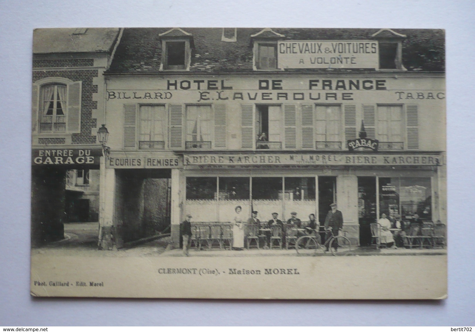 60 - Superbe Carte CLERMONT- MAISON MOREL- Hôtel De France - Billard - Tabac- écuries- Remises - Bière Karcher - Cafés