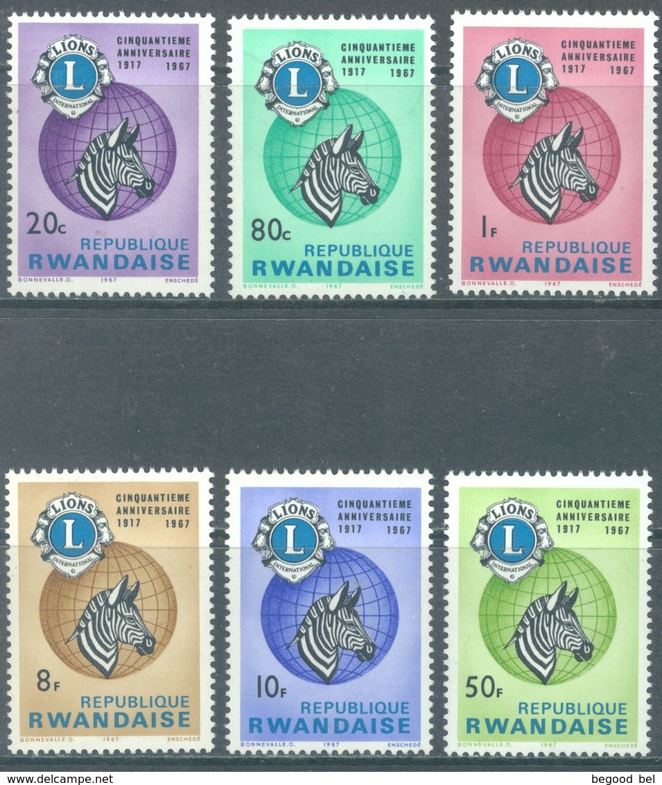 REPUBLIQUE RWANDAISE - 1967 - MNH/*** - LIONS CLUB - COB 227-232 Yv 227-232 - Lot 20743 - Neufs