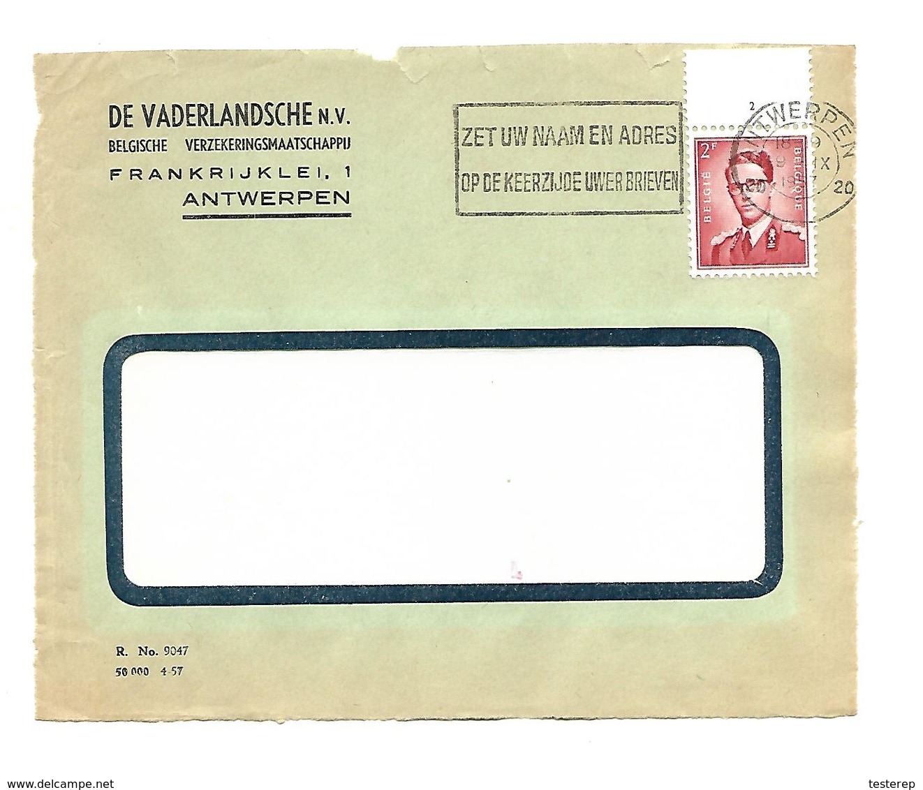 N° 925 Boudewijn/Marchand 2 Fr. Plaatnummer 2 Op Voorzijde/front De Lettre  9.IX.1957 - Storia Postale