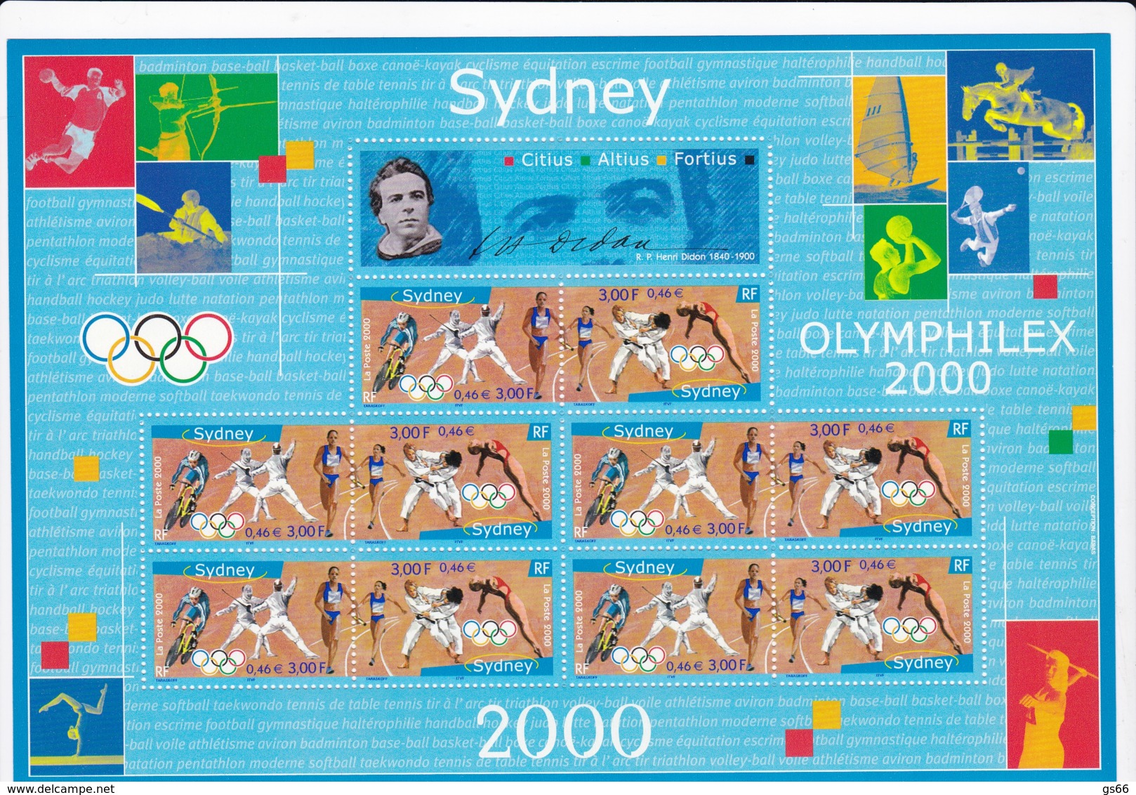 Frankreich, 2000,  3481/82, Kleinbogen ,  MNH **,  Olympische Sommerspiele, Sydney. - Mint/Hinged