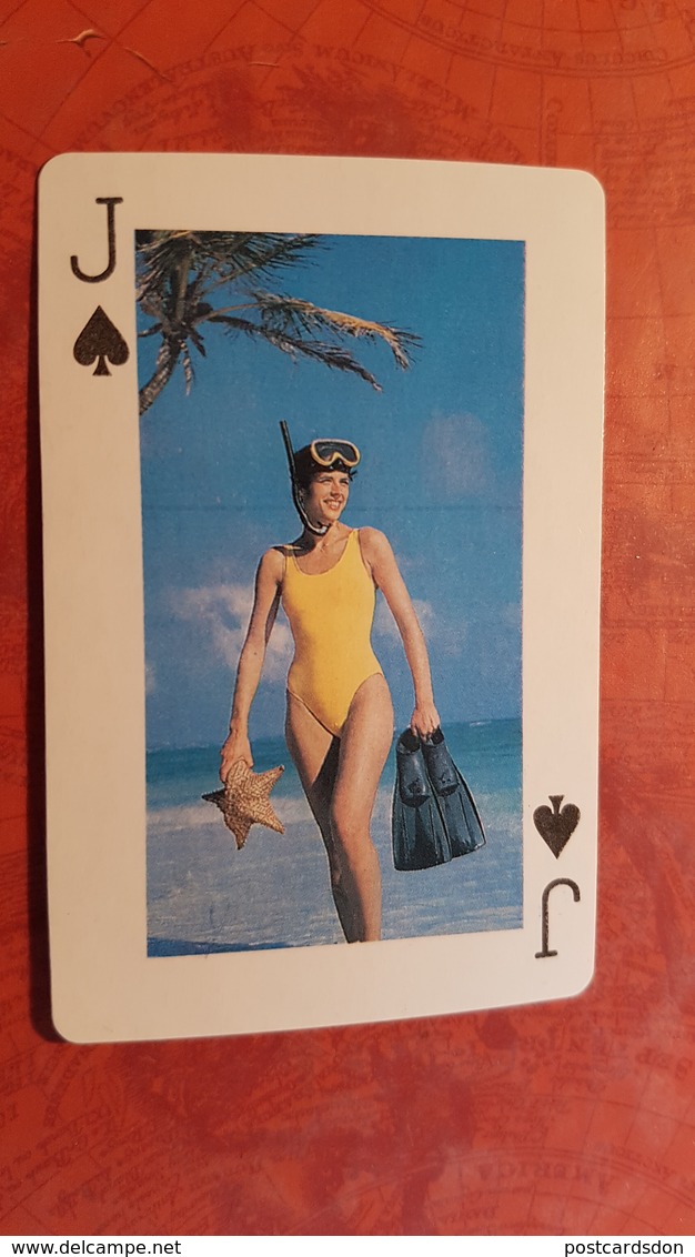 1990s - OLD Russian PLAYING CARDS - Nude - Erotic - Sexy Girl -  Diving - -diver - Carte Da Gioco