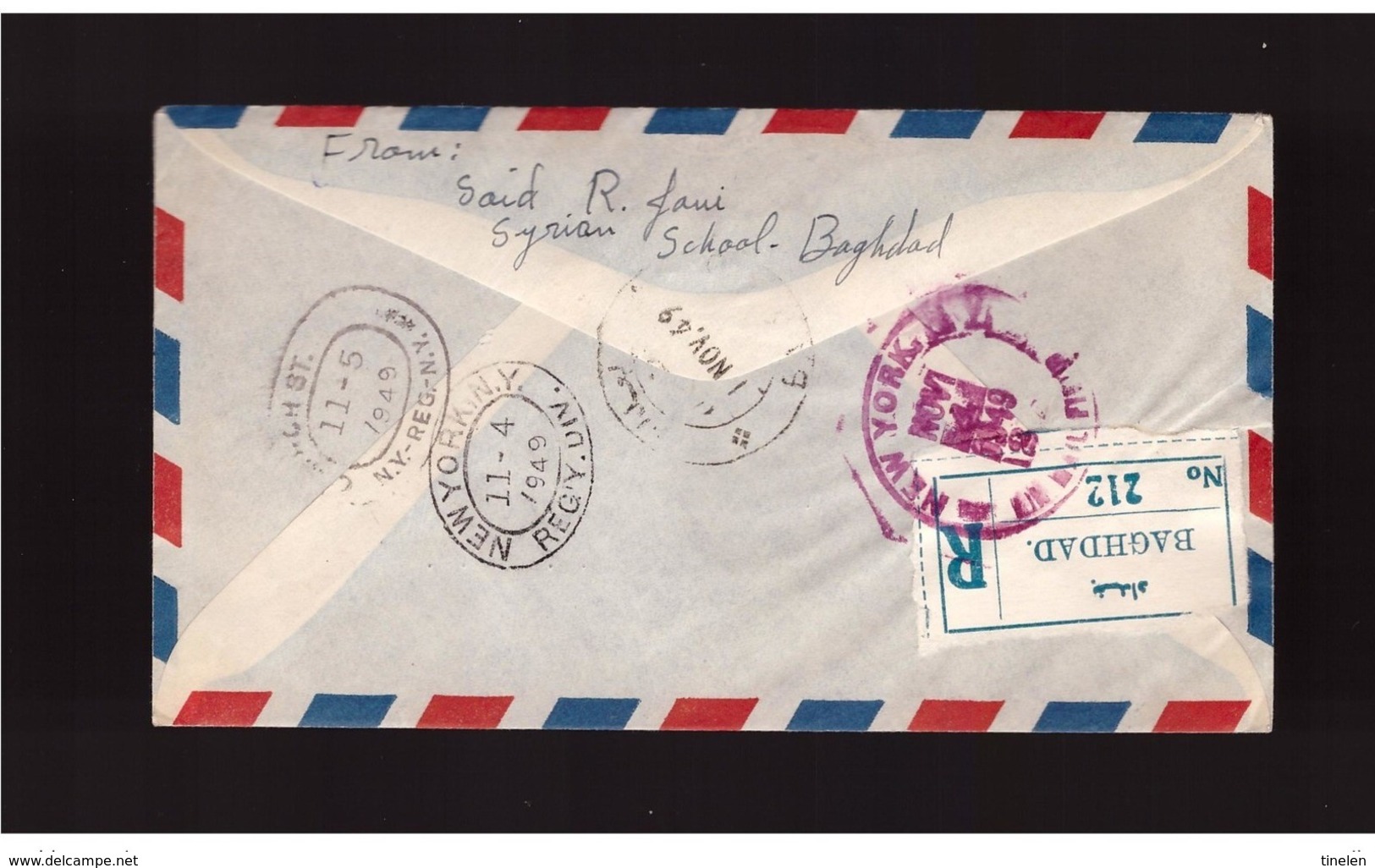 Iraq - 1 11 1949 Fdc Upu Spedita Da Bagdad A New York Con Raccomandata - Iraq