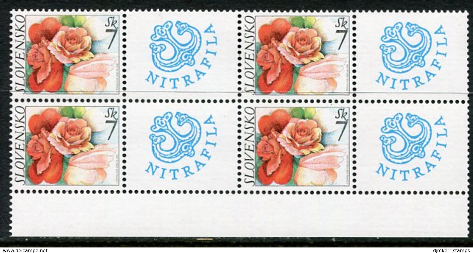 SLOVAKIA 2003 Greetings Stamp With Label Block Of 4 MNH / **.  Michel 446 Zf - Nuevos