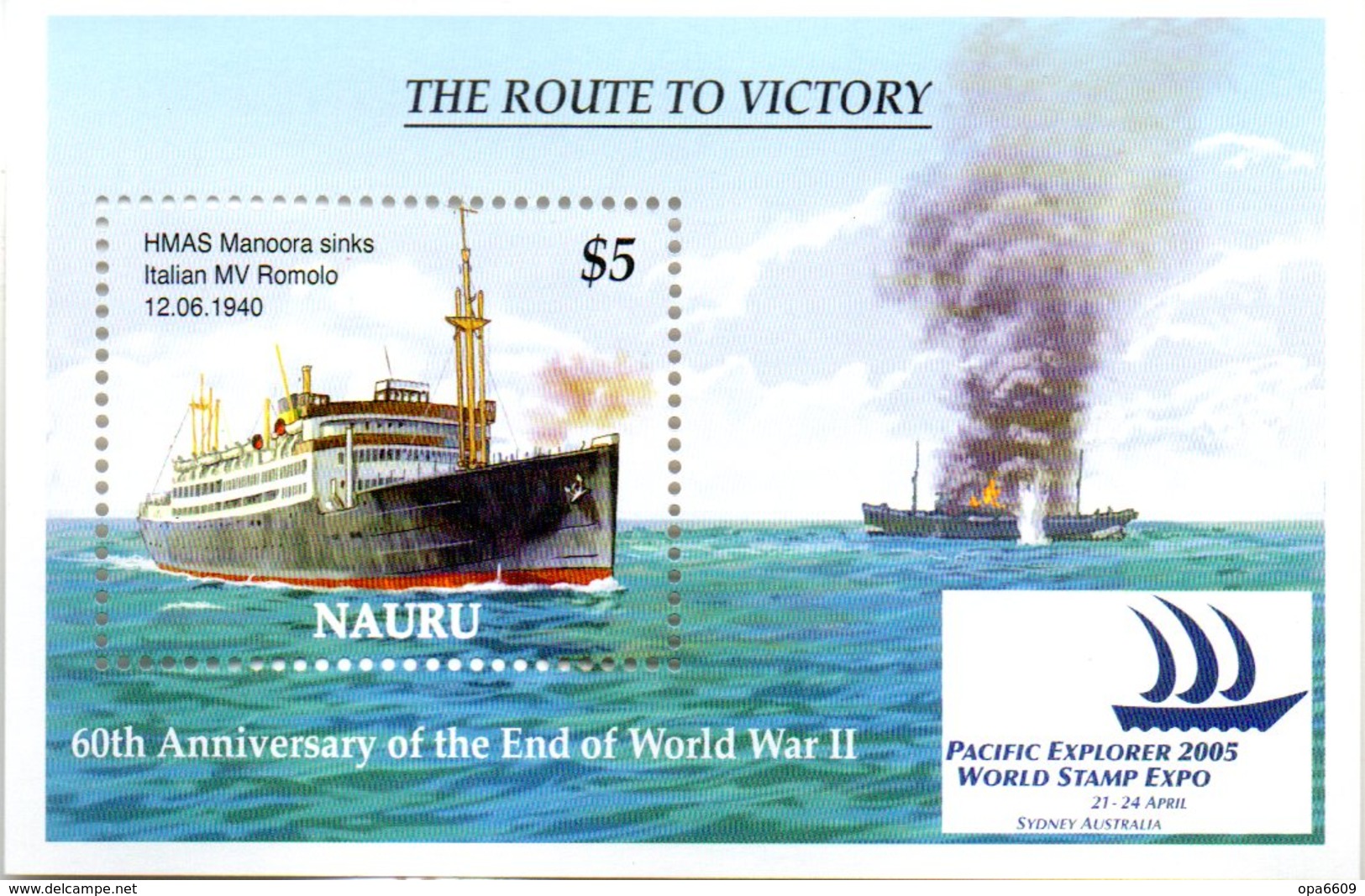 (WK-Alb1) NAURU, Mi Block 40, "WWII - 60 Jahre Kriegsende"  ** Postfrisch - Nauru