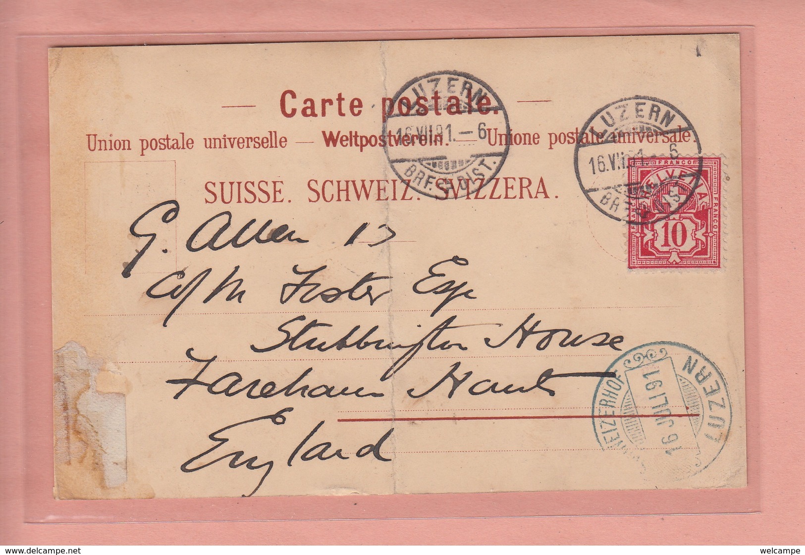 TWEE POSTKAARTEN ZWITSERLAND - SCHWEIZ - LUZERN GRAND HOTEL NATIONAL 1893 - HOTEL SCHWEIZERHOF 1891 - MIT FEHLER ----- - Luzern