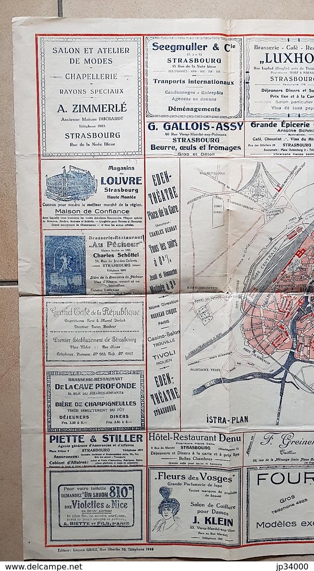 PLAN RECLAME De La Ville De STRASBOURG. Juillet 1919 Par Les Magasins Modernes (Tirage 10000 Exemplaires) - Autres & Non Classés