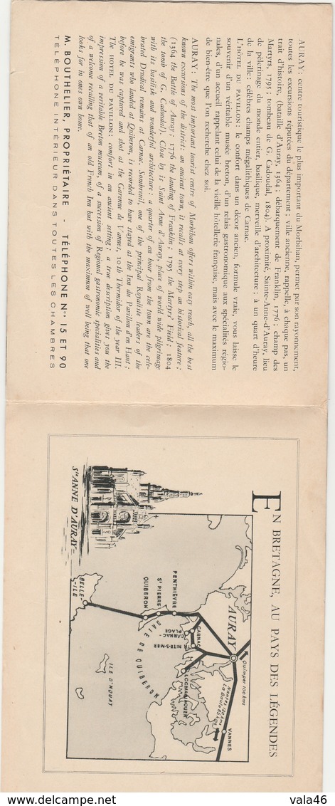 AURAY 56  MORBILHAN  HOTEL DU PAVILLON  PROPRIETAIRE BOUTHELIER - 1900 – 1949