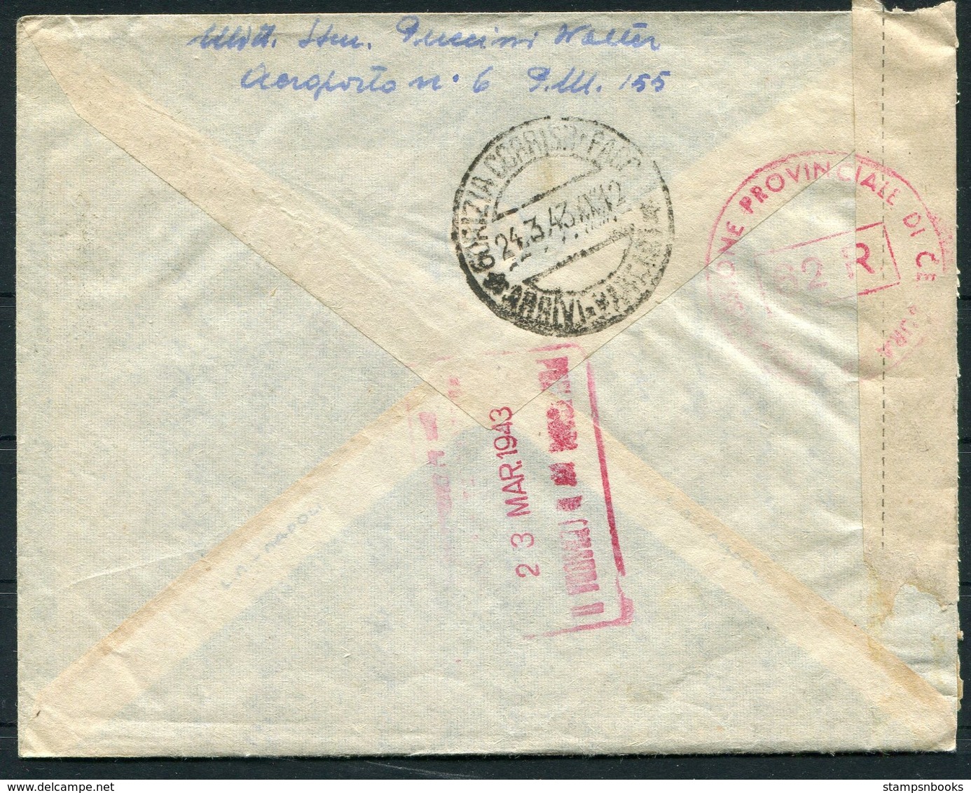 1943 Italy Post Militare 155 FPO Airmail Censor Cover - Marcophilia