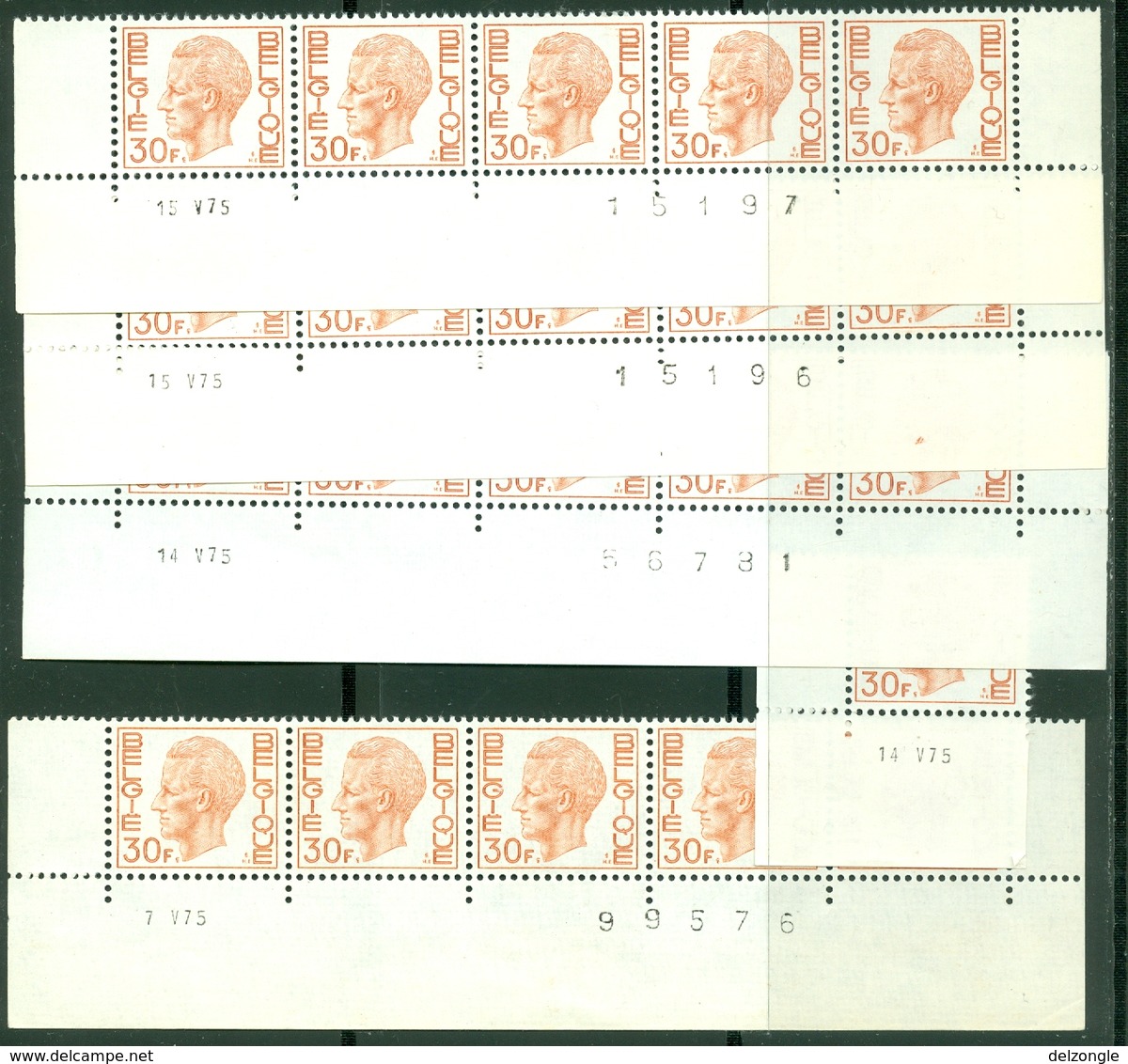 Elstrøm OCB/COB # 1649 - 30 Fr – Wit Papier/papier Blanc - Datumstroken-Hoeken/Coins-Bandes Datées - Angoli Datati