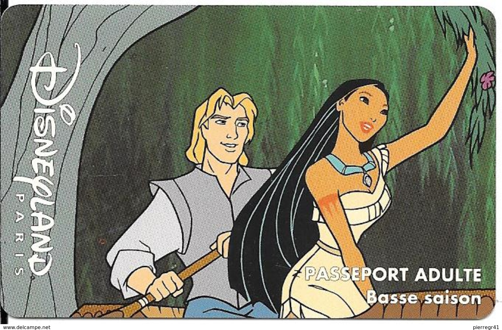 PASS--DISNEY-DISNEYLAND PARIS-1996-POCAHONTAS-ADULTE-Speos S069623 En Haut-V°Valide 1 Jour Saison Basse--TBE/ - Disney-Pässe