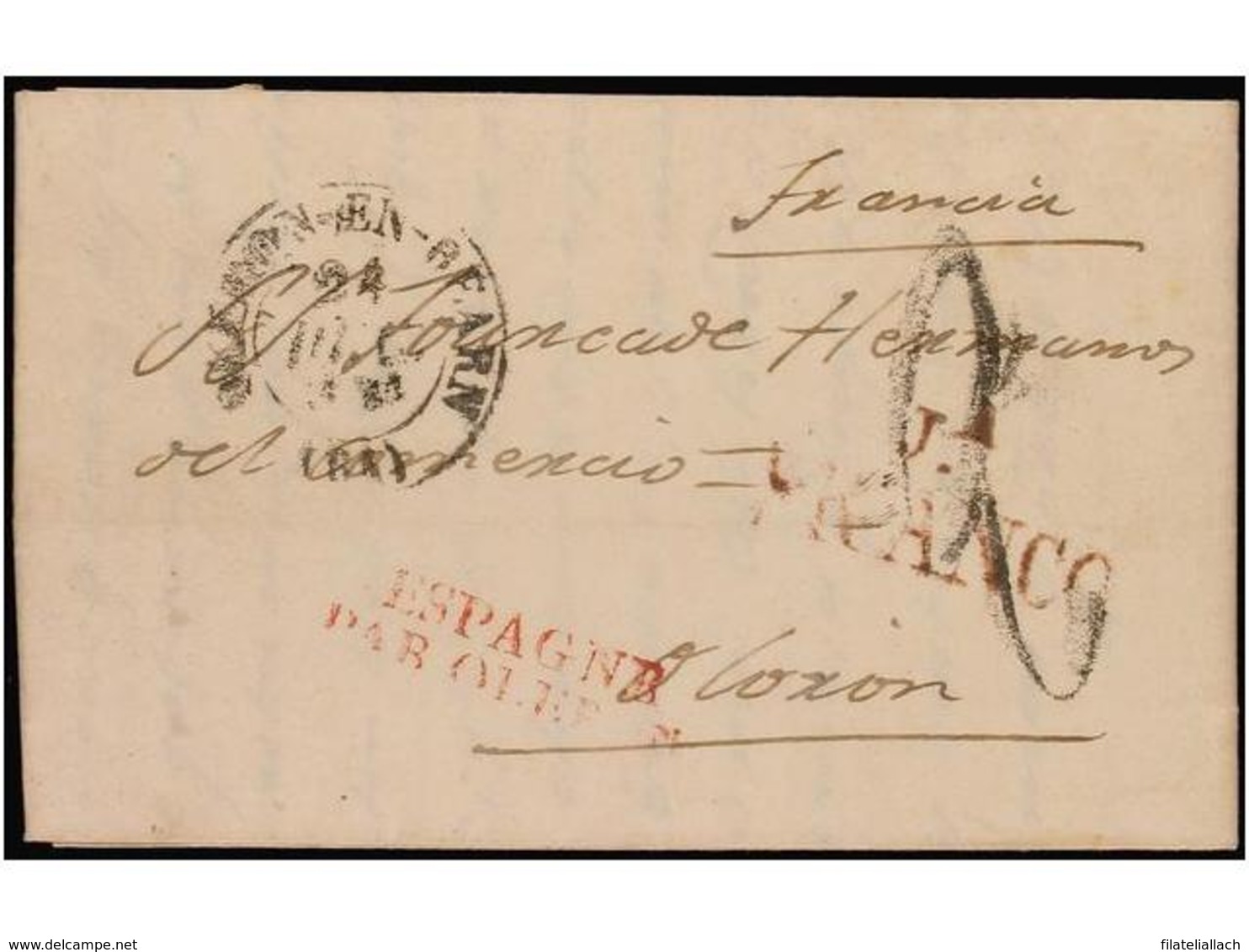 SPAIN: PREPHILATELIC MARKS  DP04 ARAGON - ...-1850 Préphilatélie