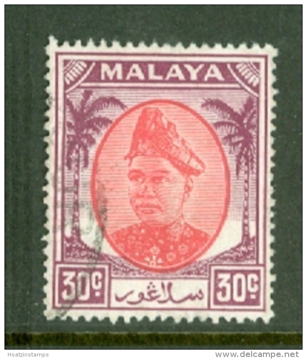 Malaya - Selangor: 1949/55   Sultan Hisamud-din Alam Shah   SG104    30c     Used - Selangor