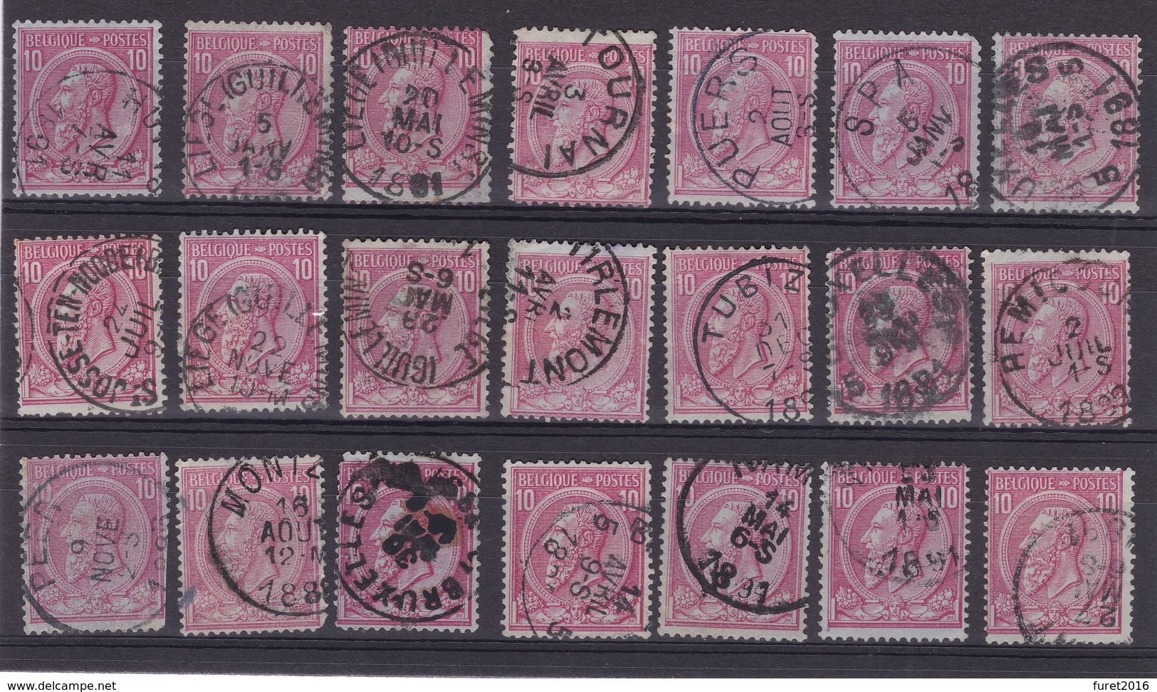 N° 46 : Lot :  Timbres Oblitérés Qualité Mixte - 1884-1891 Leopoldo II