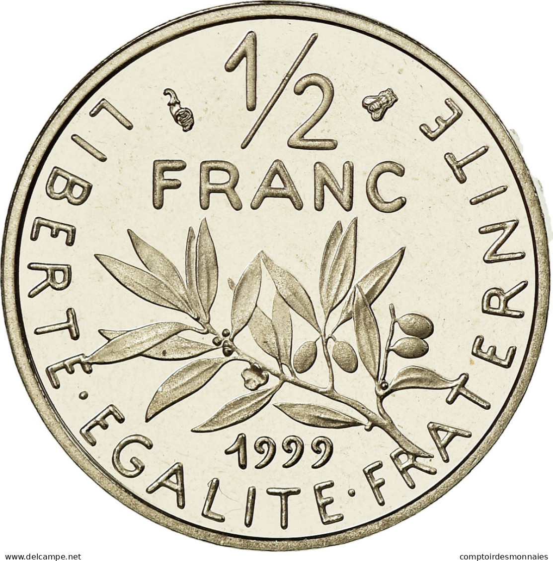 Monnaie, France, Semeuse, 1/2 Franc, 1999, Paris, BE, FDC, Nickel, Gadoury:429a - G. 50 Céntimos