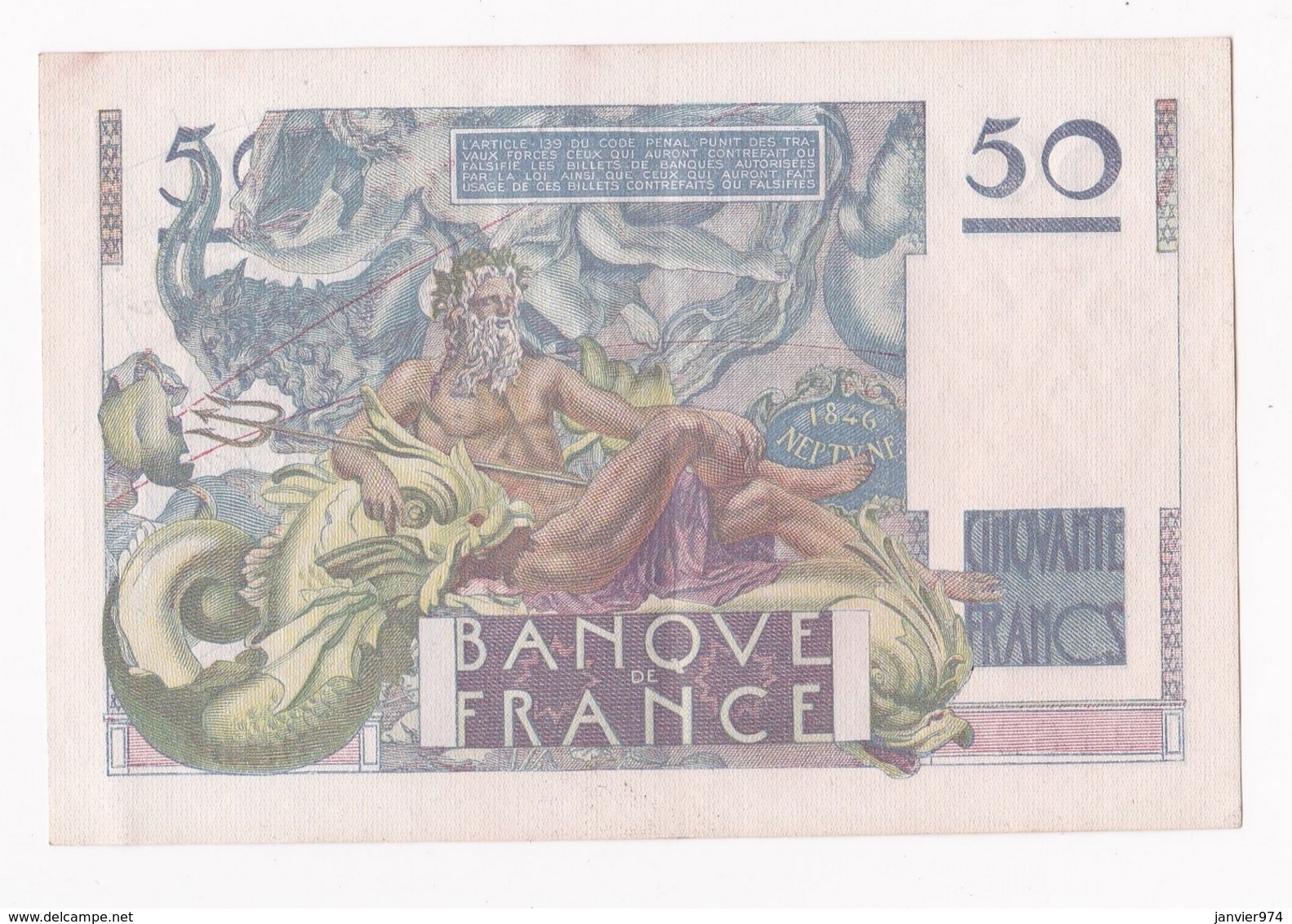 Billet 50 Francs Le Verrier Du 29 – 6 – 1950. Alph. H.154 N° 91829 , Superbe. - 50 F 1946-1951 ''Le Verrier''