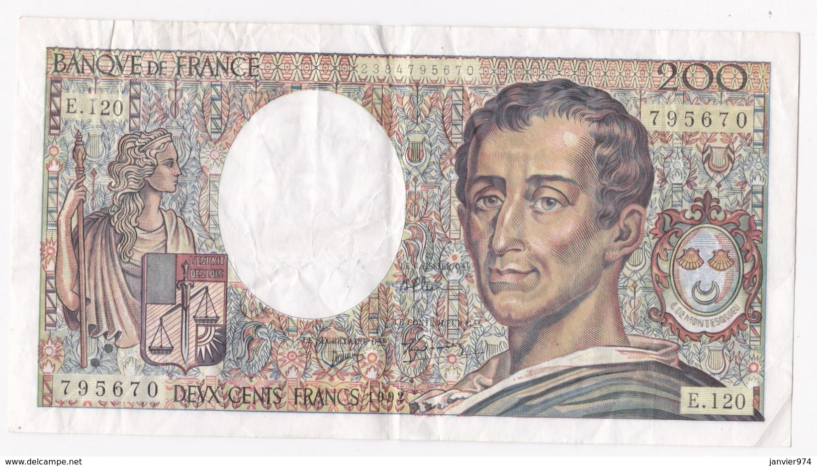 200 Francs Montesquieu 1992 Alphabet : E.120 N° 795670 - 200 F 1981-1994 ''Montesquieu''
