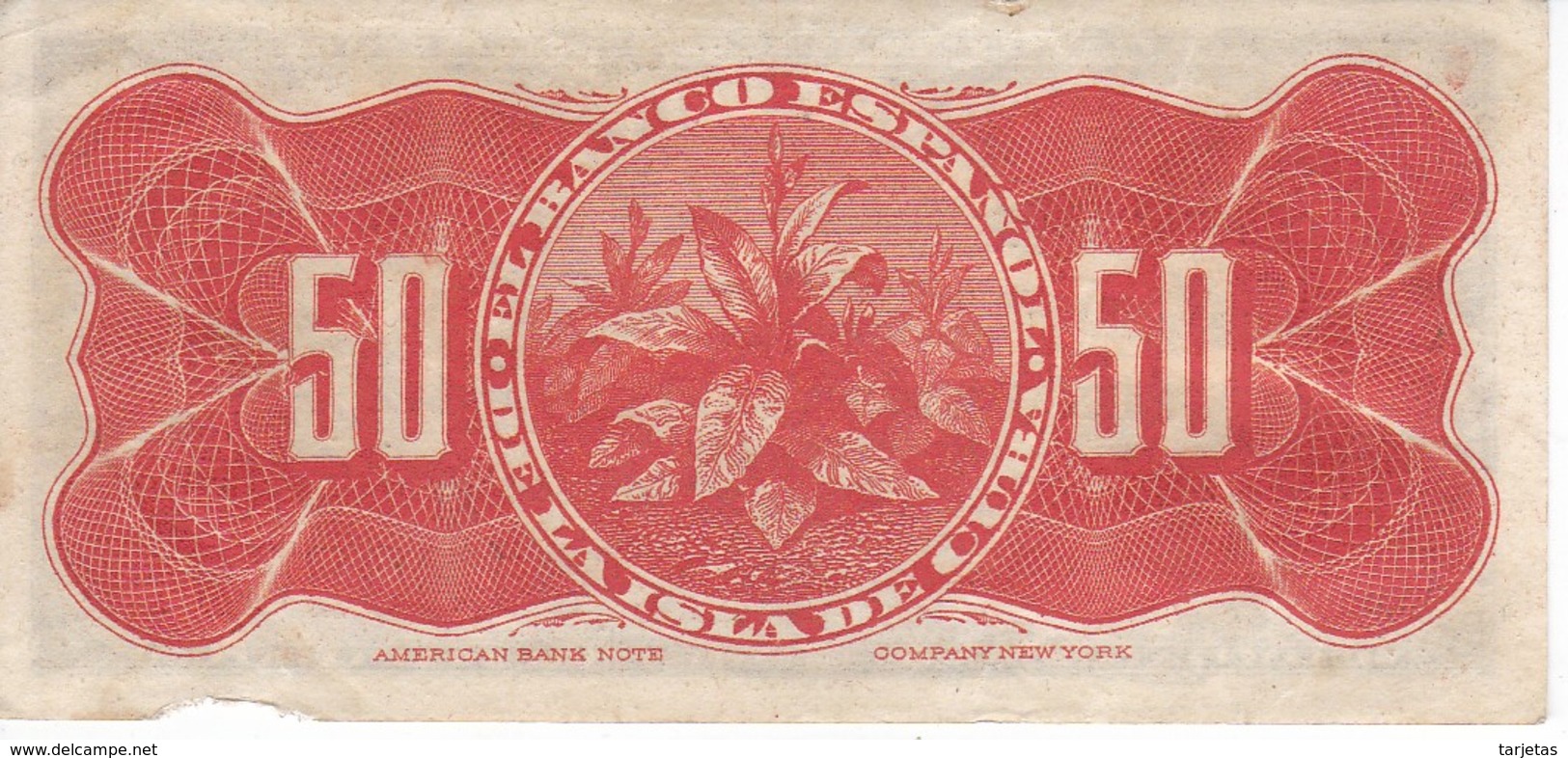 BILLETE DEL BANCO ESPAÑOL EN CUBA DE 50 CENTAVOS DEL AÑO 1896  (BANKNOTE) - Cuba