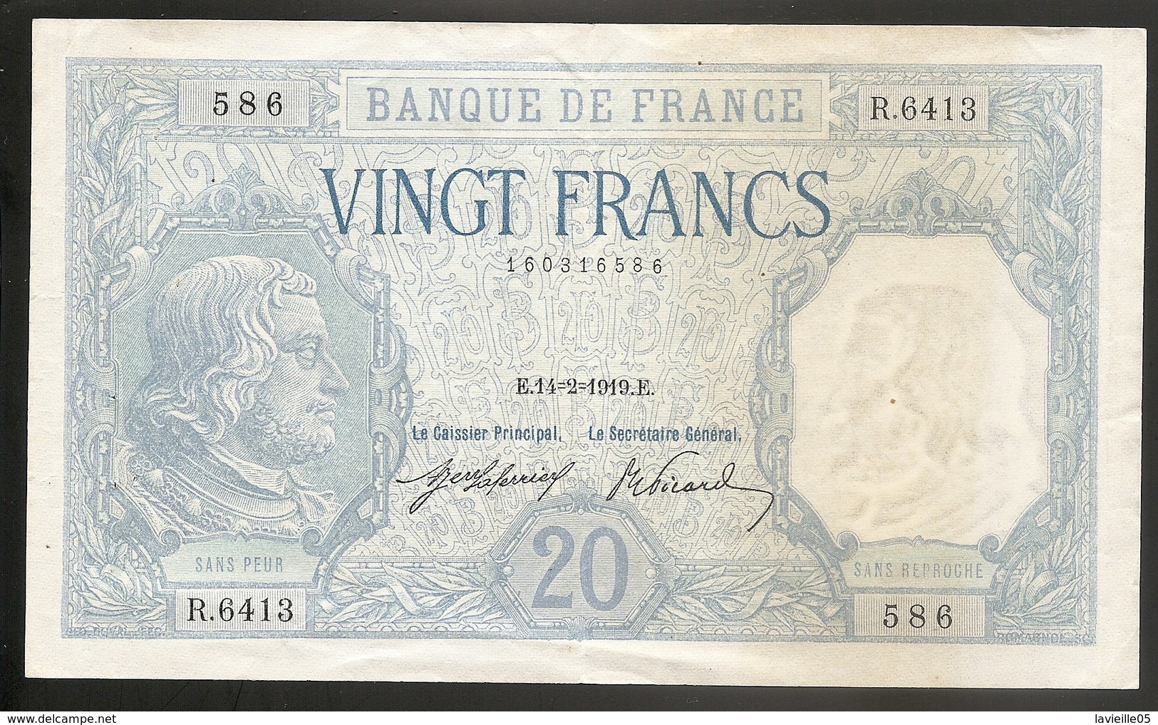 20 Francs Bayard 1919... - 20 F 1916-1919 ''Bayard''