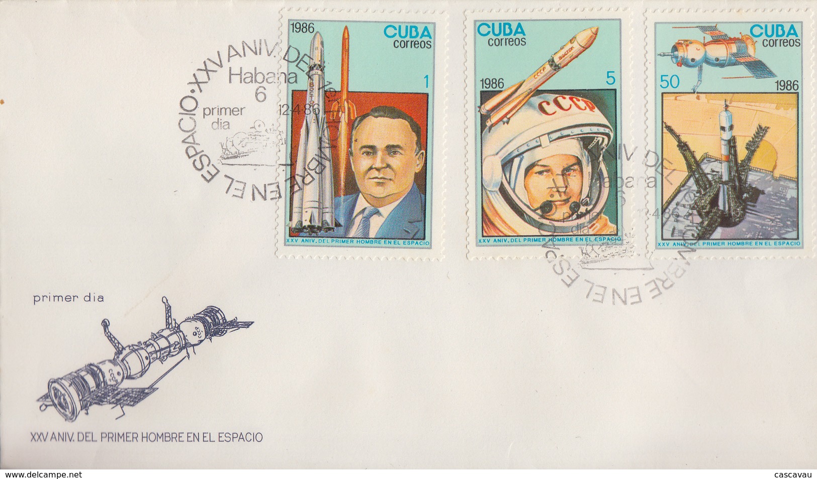 Enveloppe  FDC  1er  Jour   CUBA  Journée  De  L' ASTRONAUTIQUE   1986 - FDC