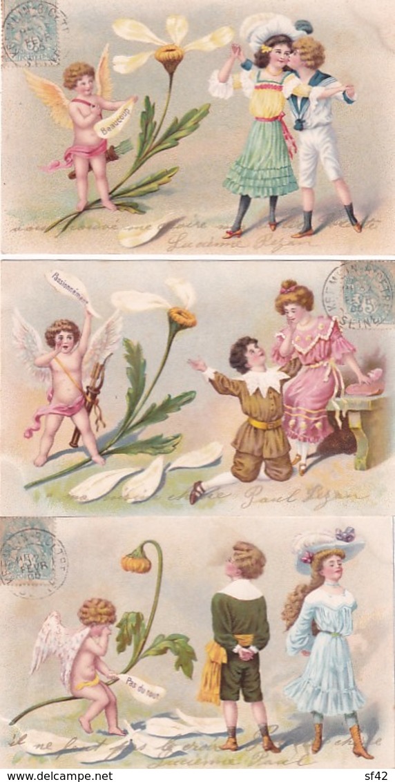 ANGE  CUPIDON      LANGAGE DE LA MARGUERITE       6 CARTES - Angels