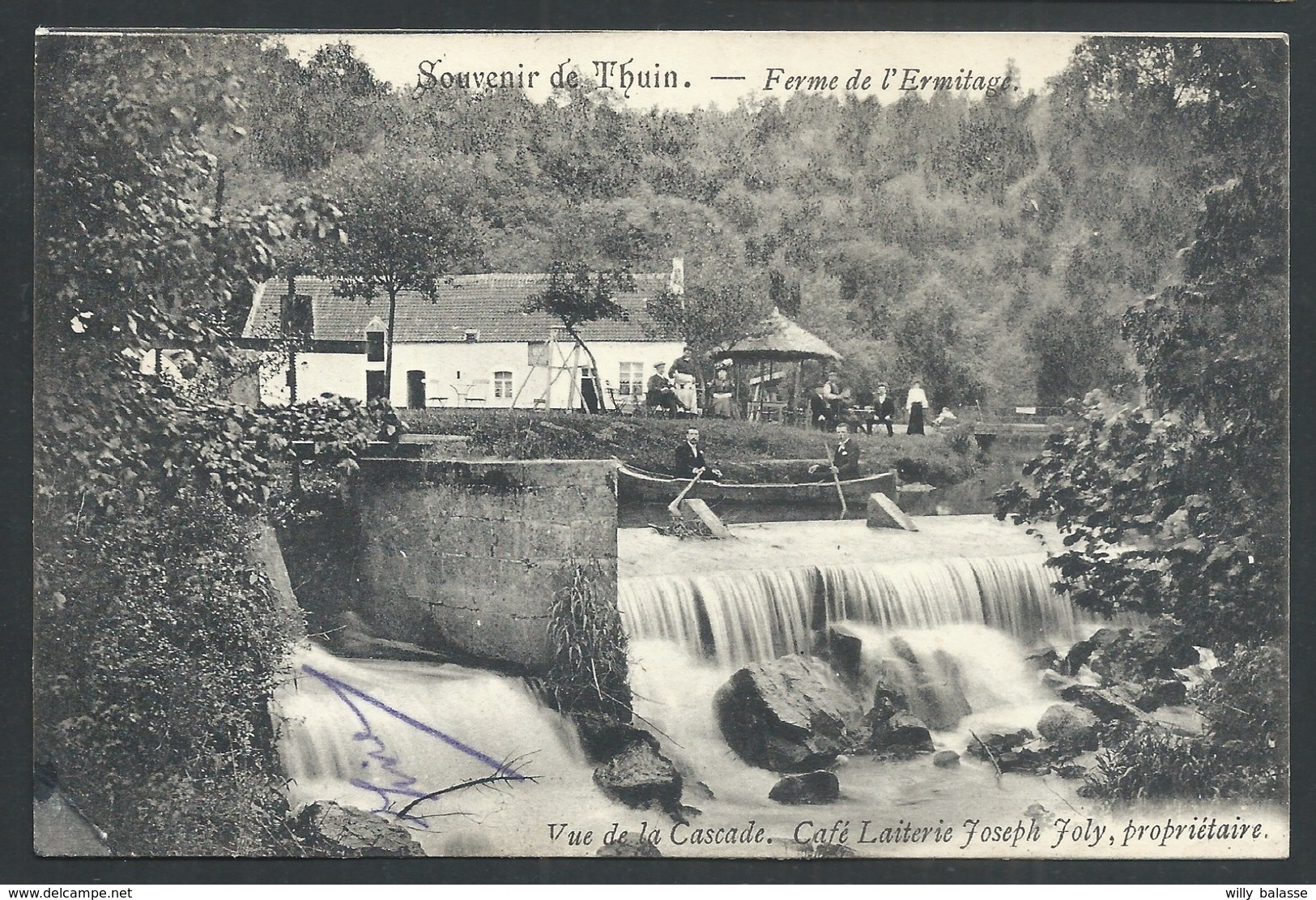 +++ CPA - Souvenir De THUIN - Ferme De L'Ermitage - Vue De La Cascade - Café Laiterie  // - Thuin