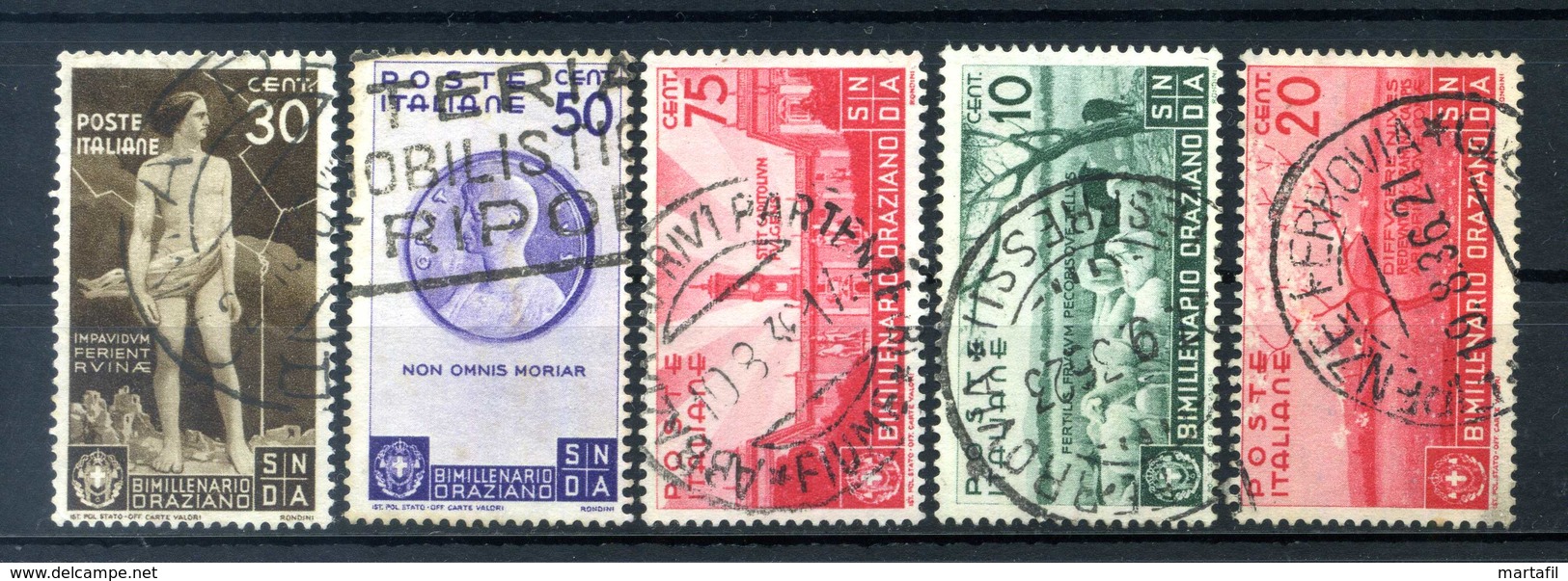 1936 REGNO N.398/402 USATI - Afgestempeld