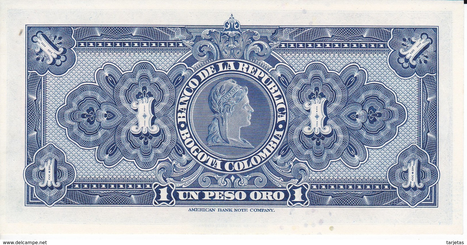 BILLETE DE COLOMBIA DE 1 PESO DE ORO DEL AÑO 1954 SIN CIRCULAR (BANK NOTE) UNCIRCULATED - Kolumbien