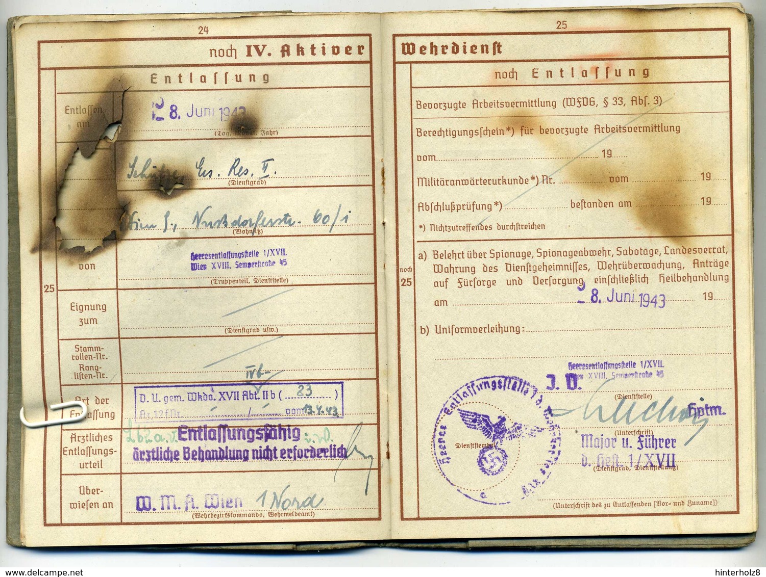 Ostmark / Zwettl; Wehrpass Ausgestellt, Am 7. August 1939 - Documenten