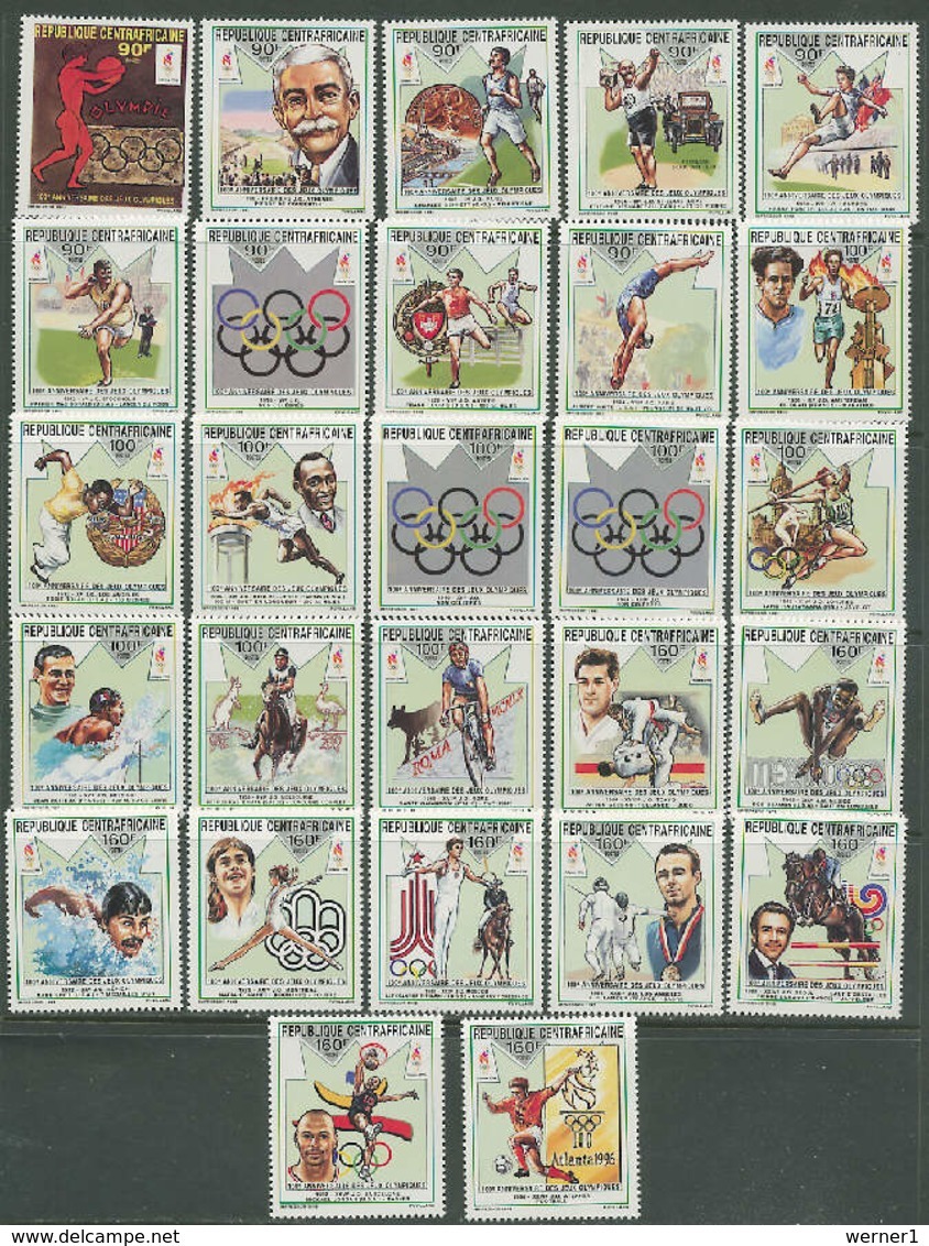 Central Africa 1993 Olympic Games Atlanta, Cycling, Equestrian, Athletics, Football Soccer, Judo Etc. Set Of 27 MNH - Sommer 1996: Atlanta