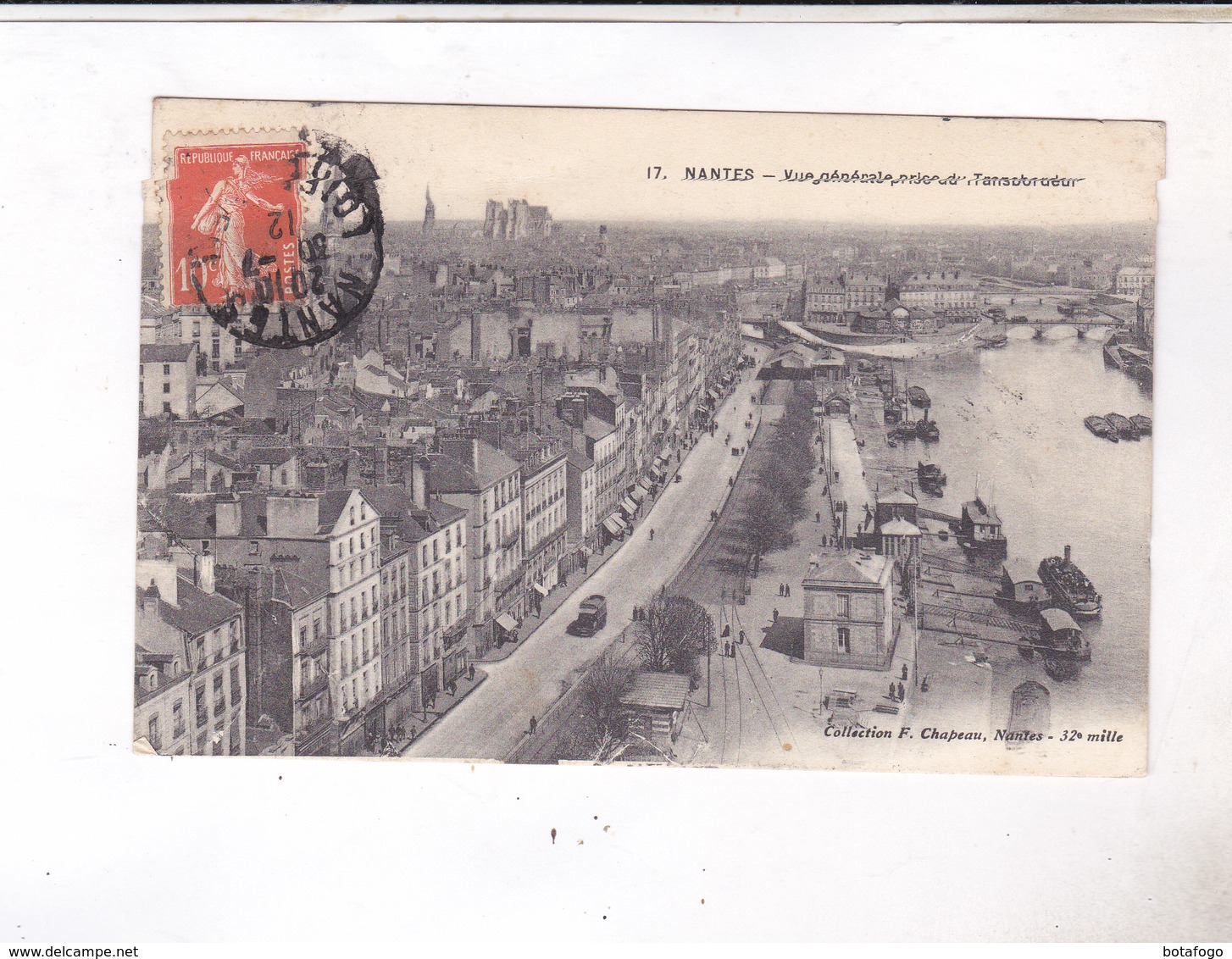 CPA DPT 44 NANTES, VUE GENERALE PRISE DU TRANSBORDEUR En1912! - Nantes