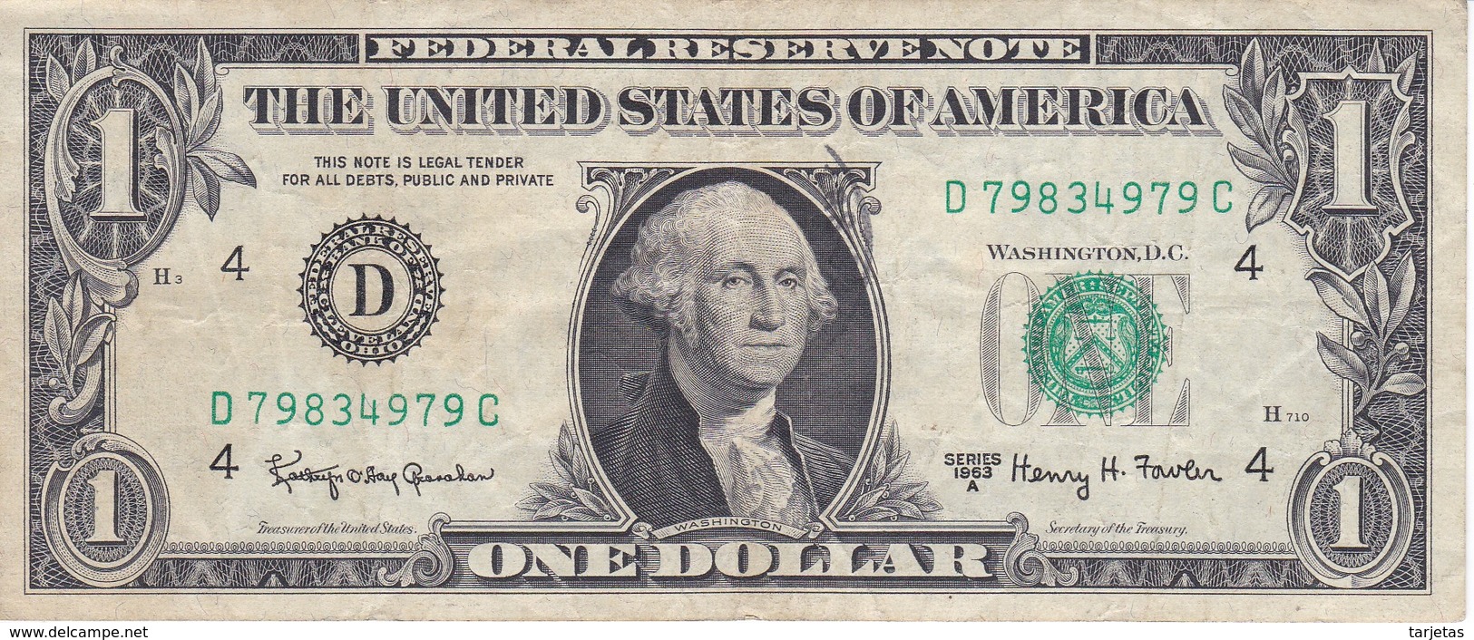 BILLETE DE ESTADOS UNIDOS DE 1 DOLLAR DEL AÑO 1963 LETRA D OHIO   (BANK NOTE) - Billetes De La Reserva Federal (1928-...)