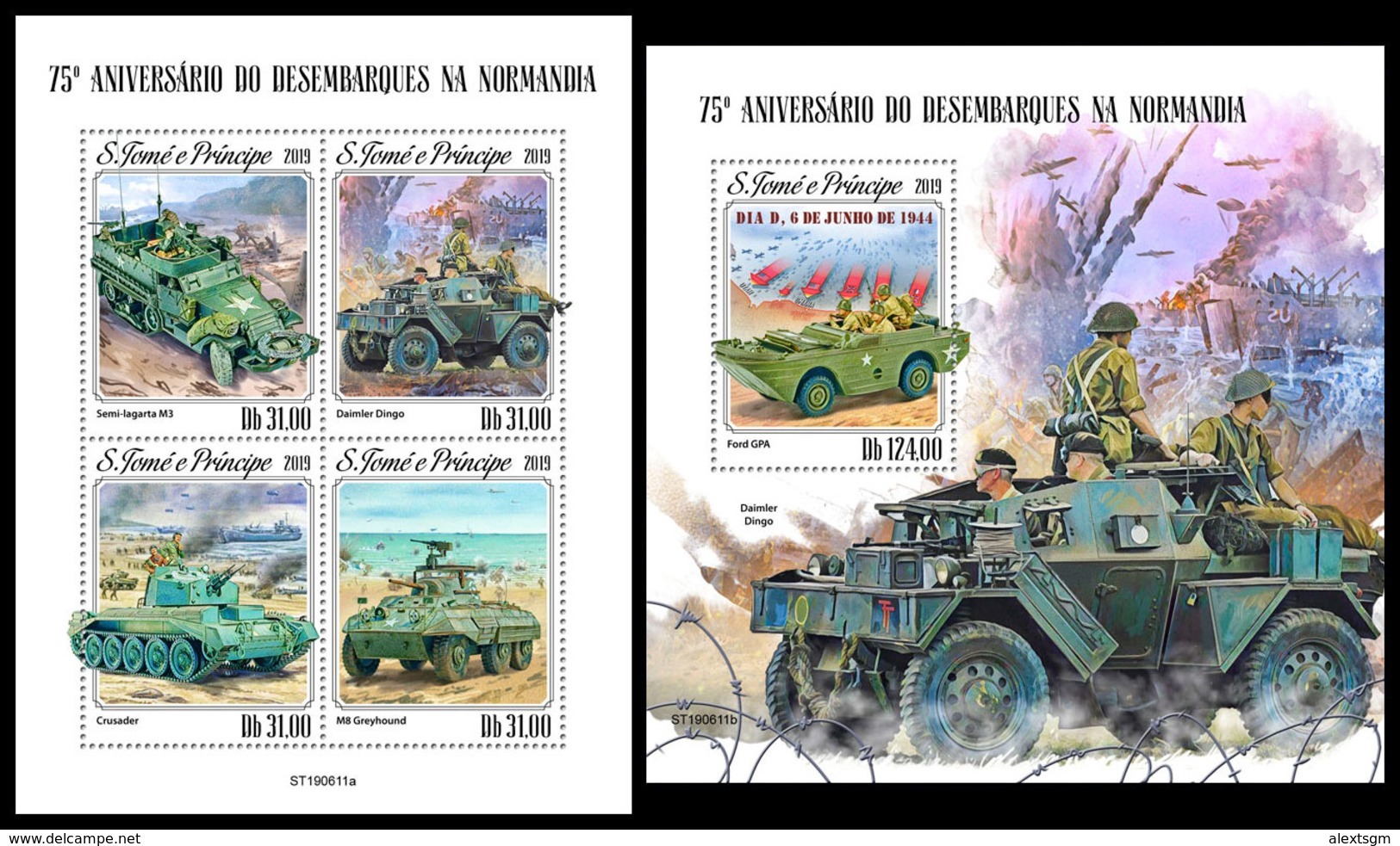 S. TOME & PRINCIPE 2019 - World War 2: Normandy. M/S + S/S Official Issue [ST190611] - Sao Tome En Principe