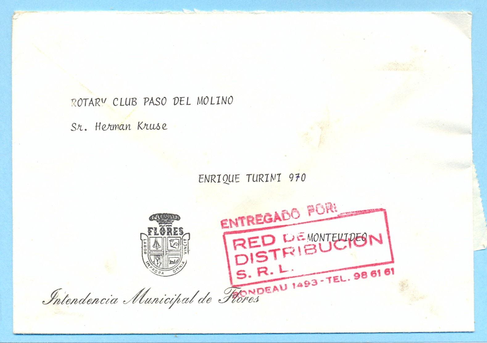 URUGUAY Cover  Private Carrier Agencia Central  1987 WITH  TRANSPORT BUS LABEL VERY RARE - Uruguay