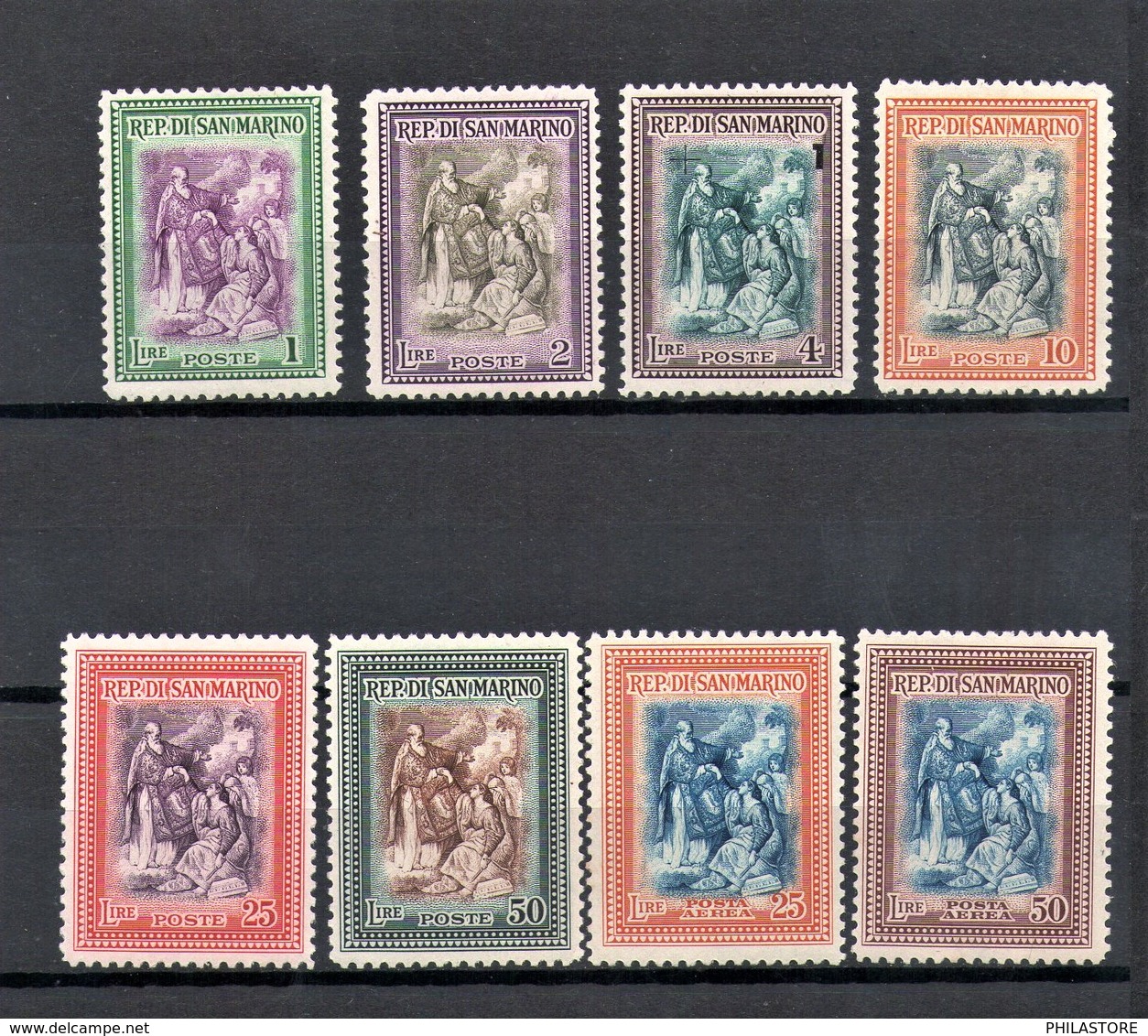 SAN MARINO 1947 Sc 260-265, C52-C53 SAn Marino Raising The Republic MH - Unused Stamps