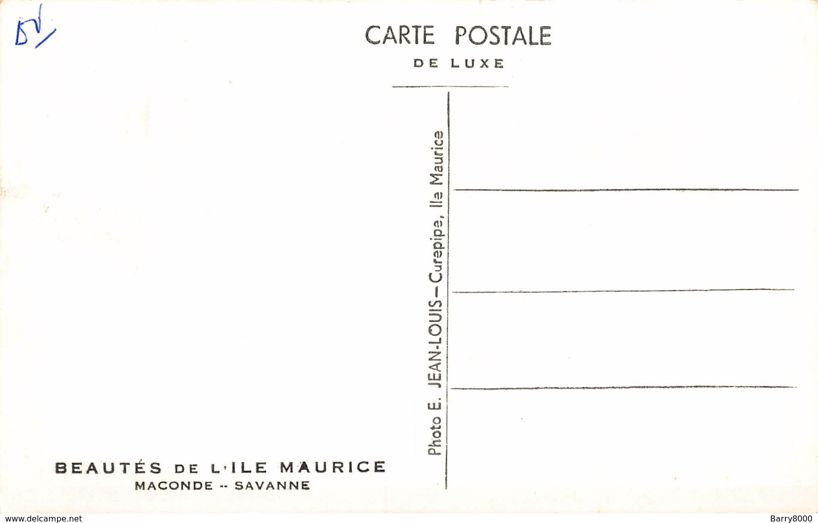 Mauritius Carte Postale De Luxe, Photo E. Jean-Louis Curepipe Beautés De L'Ile Maurice  Maconde Savanne      Barry 1934 - Maurice