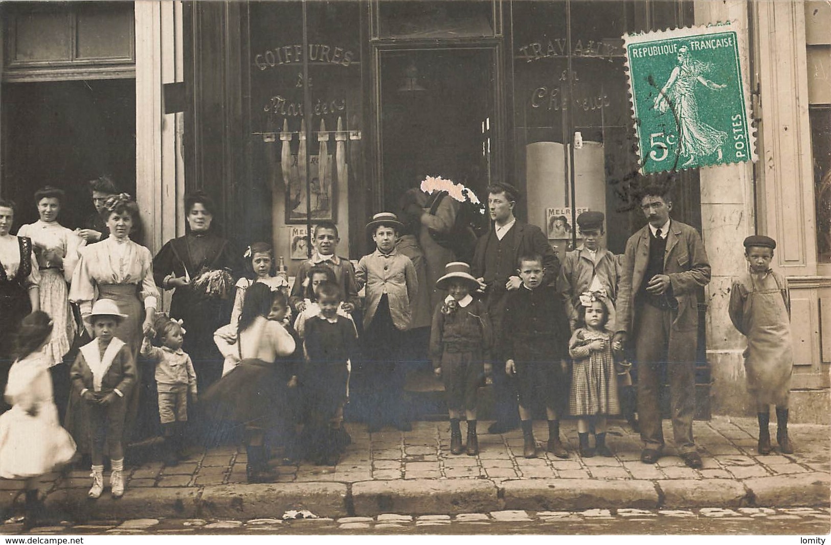 Commerce Salon Coiffure Metier Coiffeur Cpa Carte Photo Coiffures De Mariée Pub Melrose - Magasins