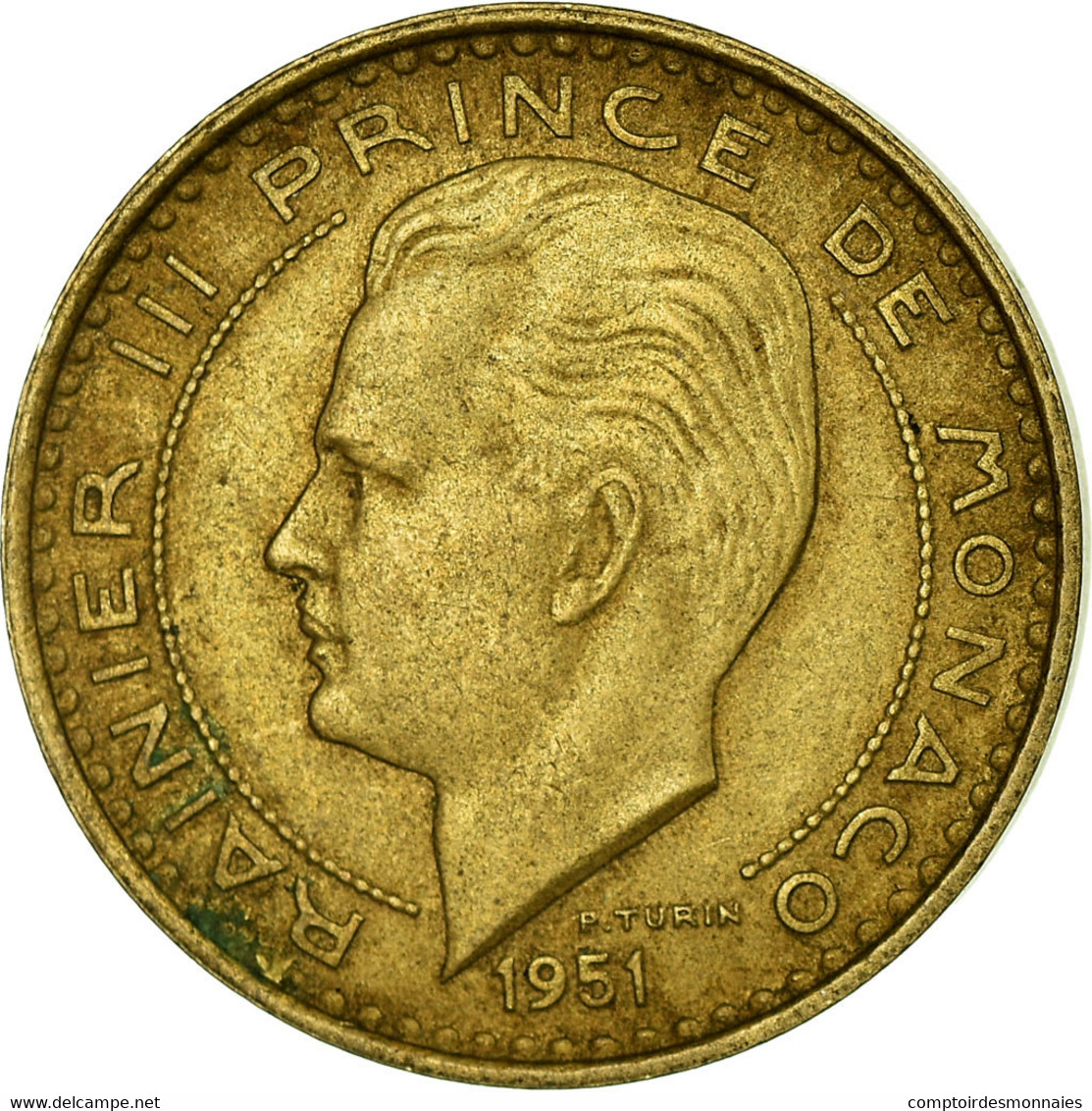 Monnaie, Monaco, Rainier III, 10 Francs, 1951, TB+, Aluminum-Bronze, Gadoury:MC - 1949-1956 Old Francs